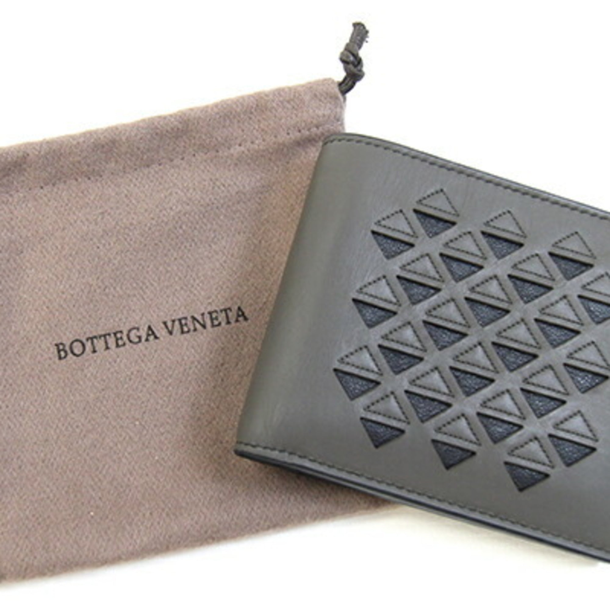 Bottega Veneta Dark Gray Leather Wallet (Bi-Fold) (Pre-Owned)