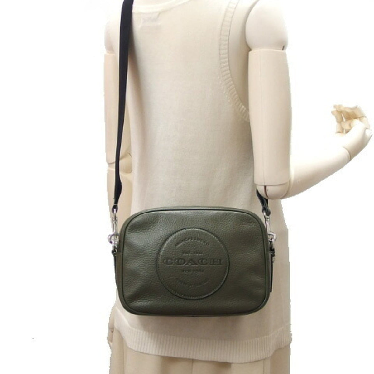 Coach Black Moss Green Leather Shoulder Bag (Pre-Owned)