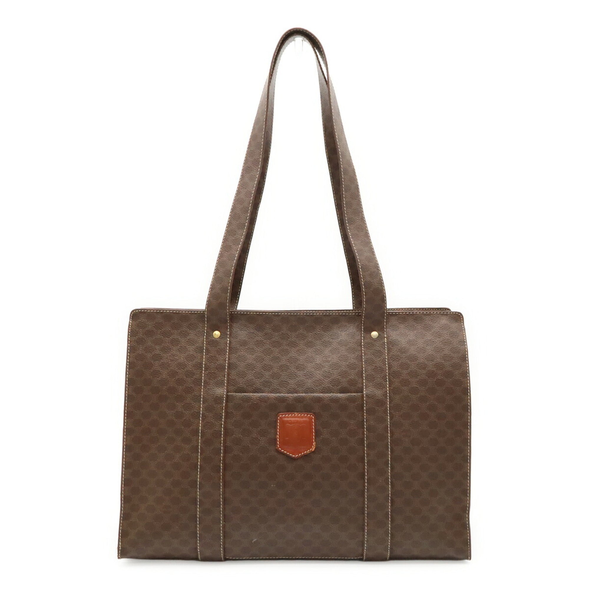 Celine Dark Brown Canvas Shoulder Bag Tote Bag (Pre-Owned)