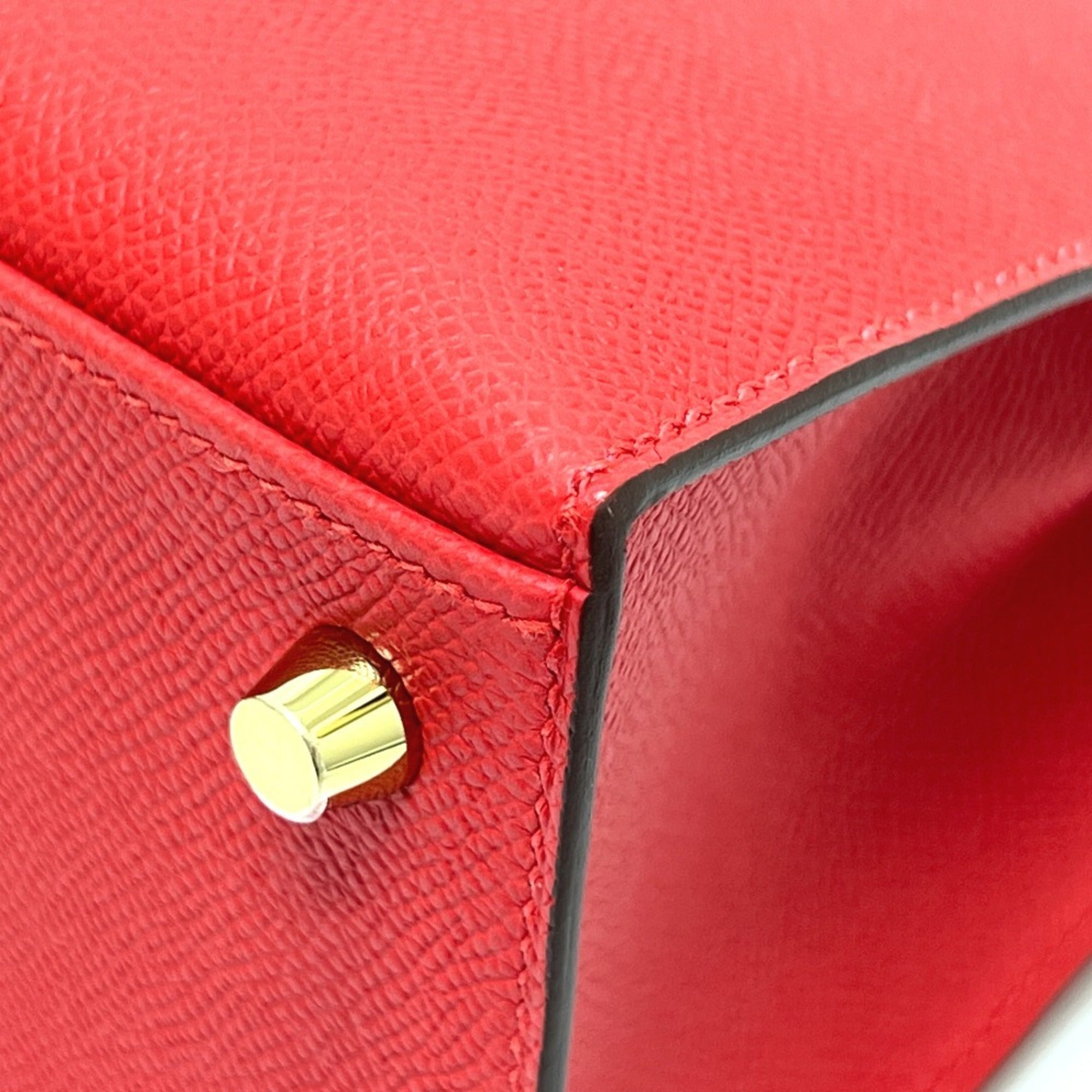 Hermes Kelly Red Color Epsom Leather Handbag (Pre-Owned)