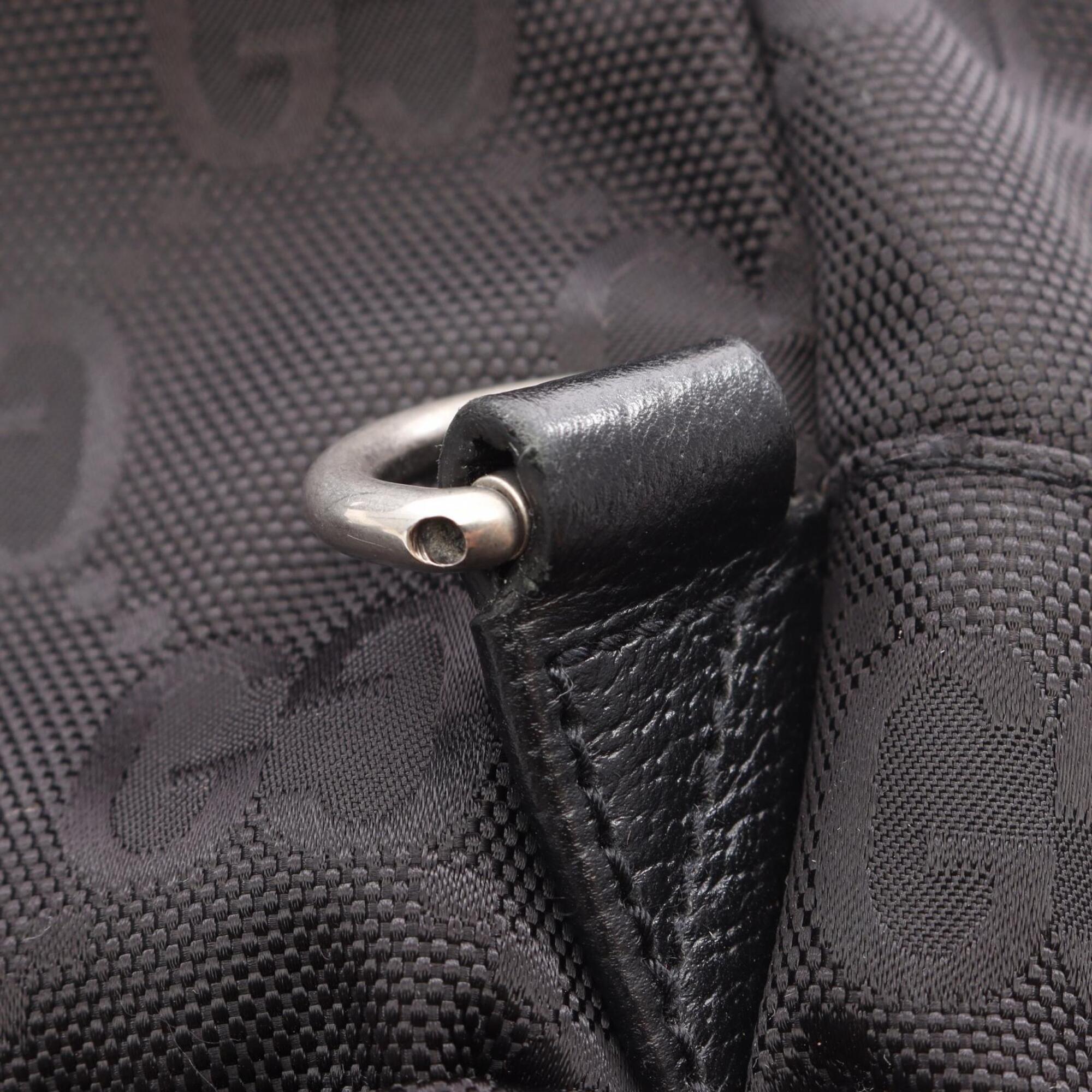 Gucci Black Leather Nylon Canvas Fanny Pack Handbag (Pre-Owned)