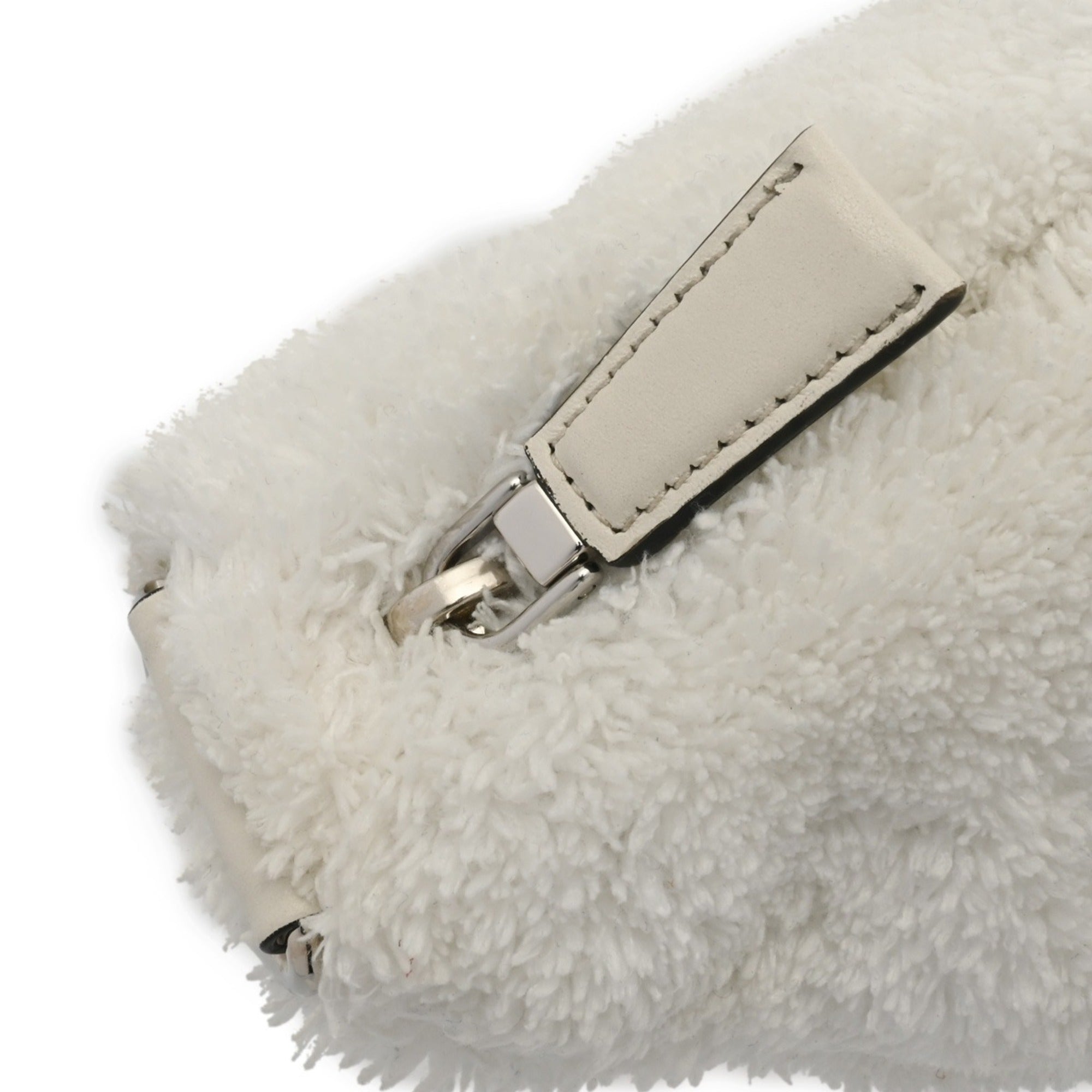 Prada White Pile Fabric Shoulder Bag (Pre-Owned)