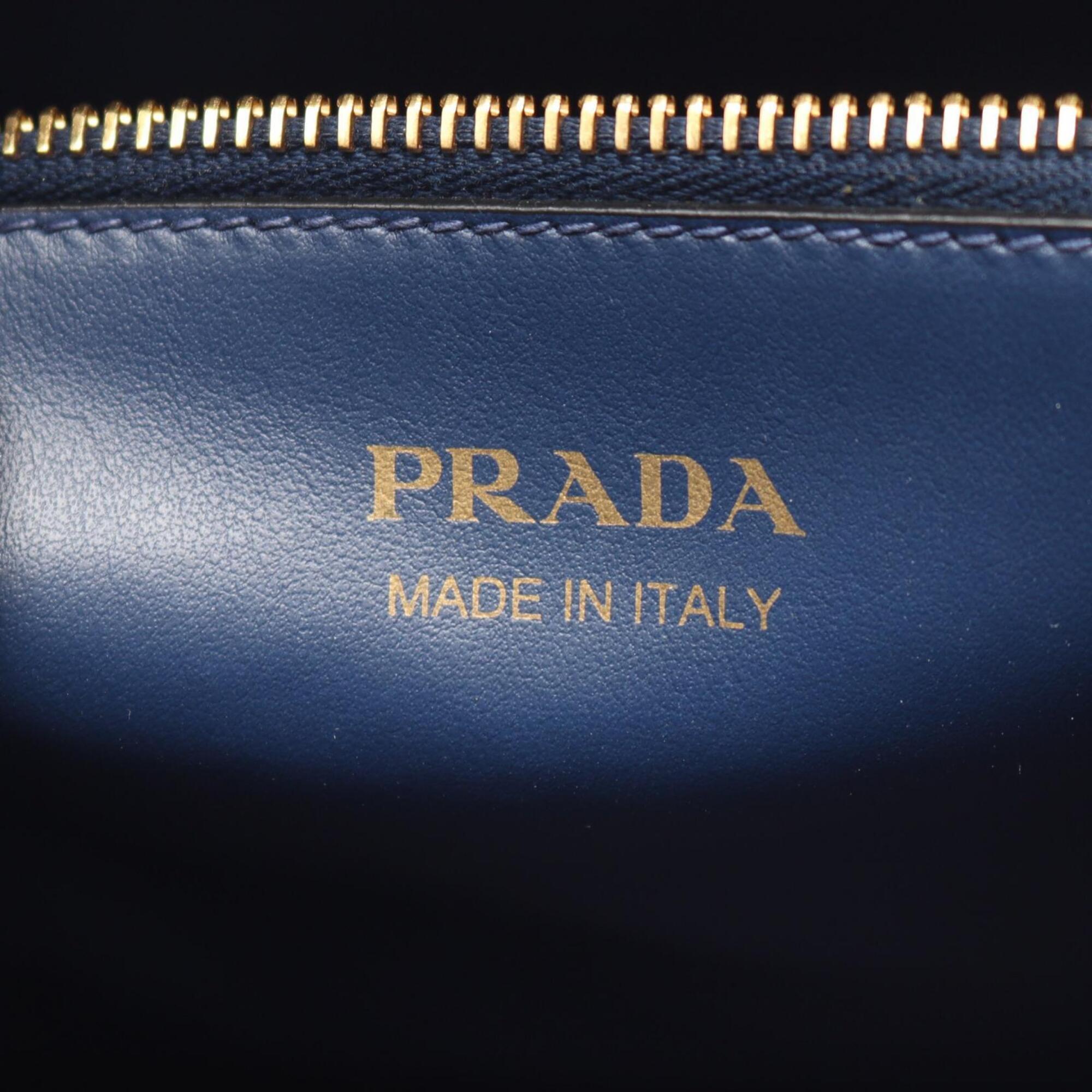Prada Blue Saffiano Triangle Handbag Pouch (Pre-Owned)