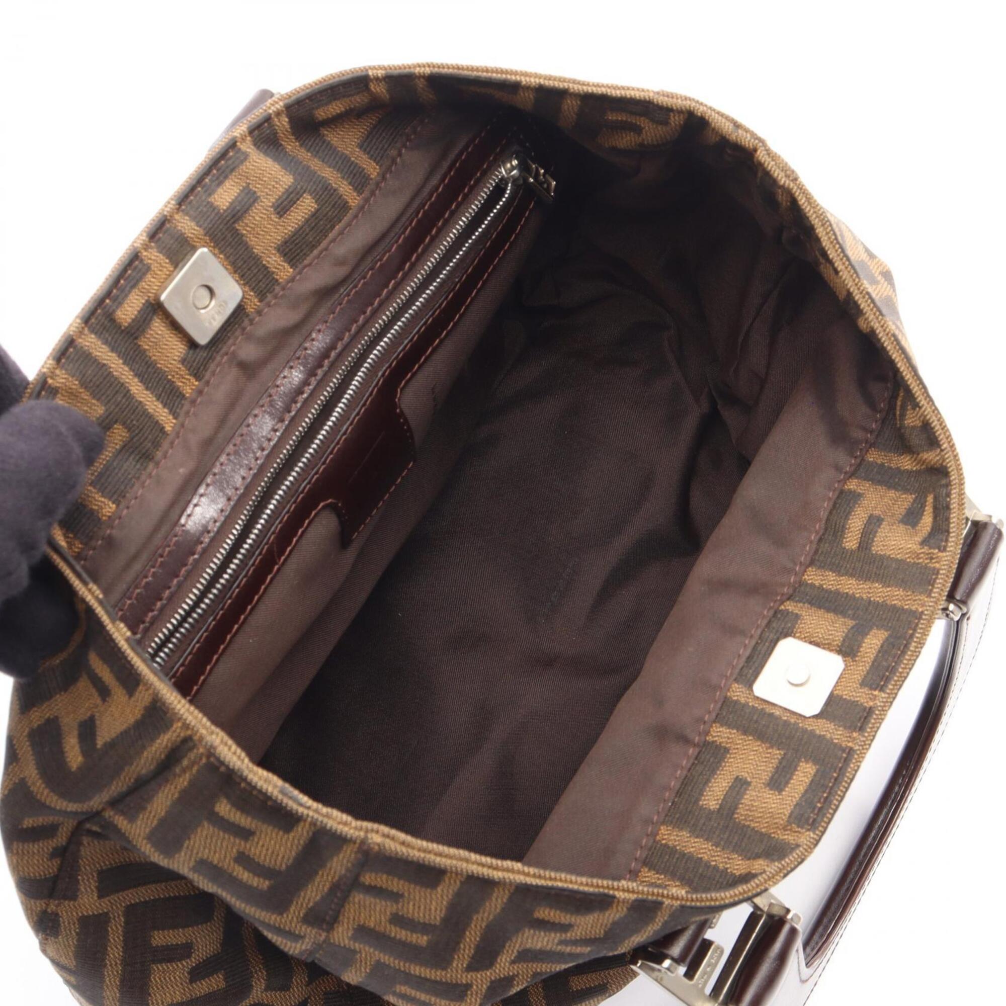 Fendi Brown Canvas Leather Handbag (Pre-Owned)