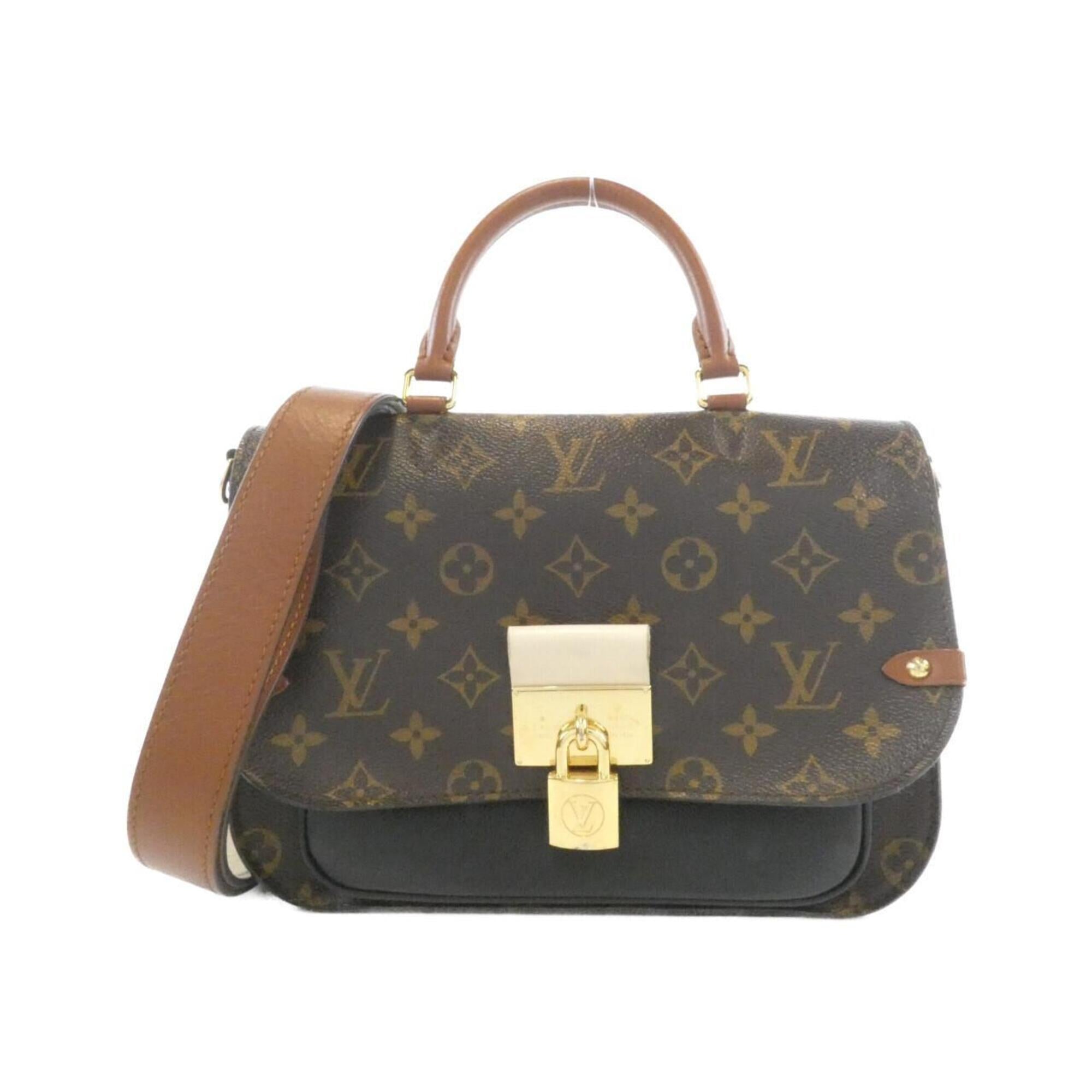 Louis Vuitton Black Marron Coated Canvas Leather Handbag (Pre-Owned)
