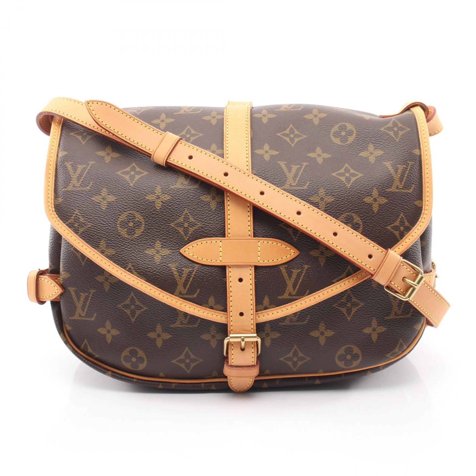 Louis Vuitton Brown Coated Canvas Leather Handbag Shoulder Bag (Pre-Owned)