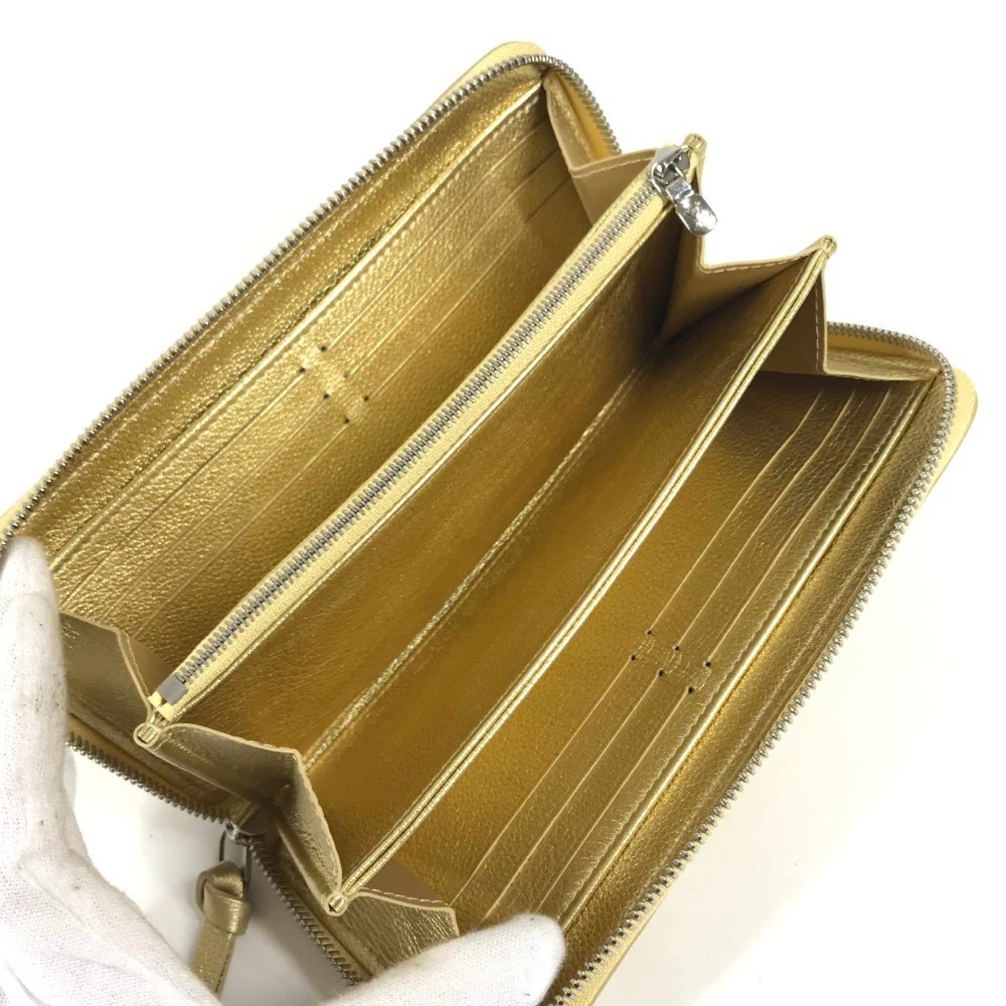 Louis Vuitton Gold Leather Long Wallet (Bi-Fold) (Pre-Owned)