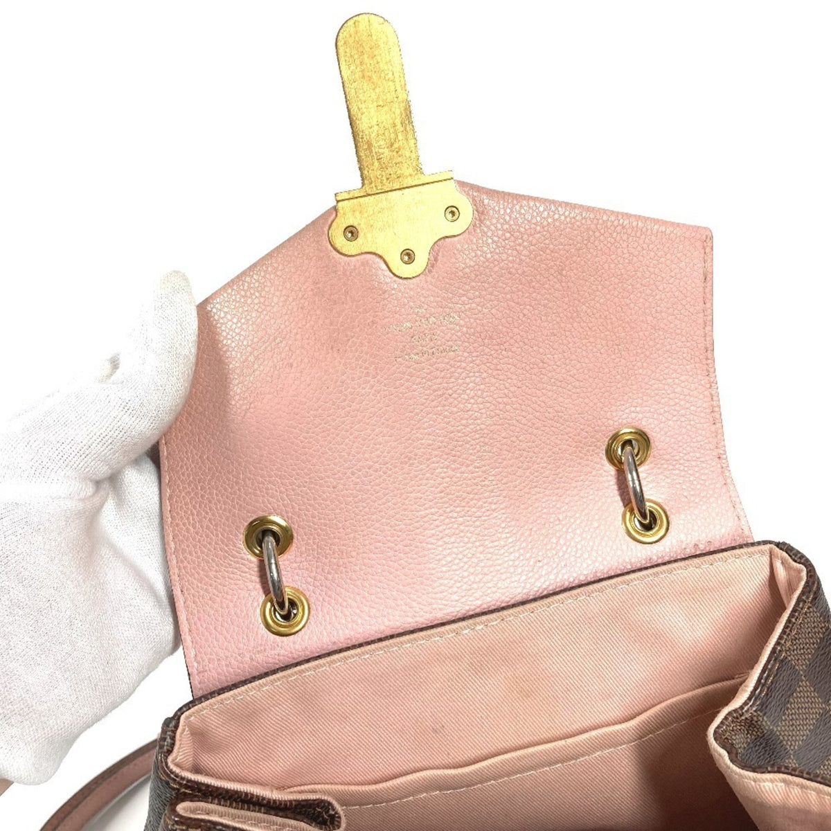 Louis Vuitton Brown Pink Damier Canvas Backpack Handbag (Pre-Owned)