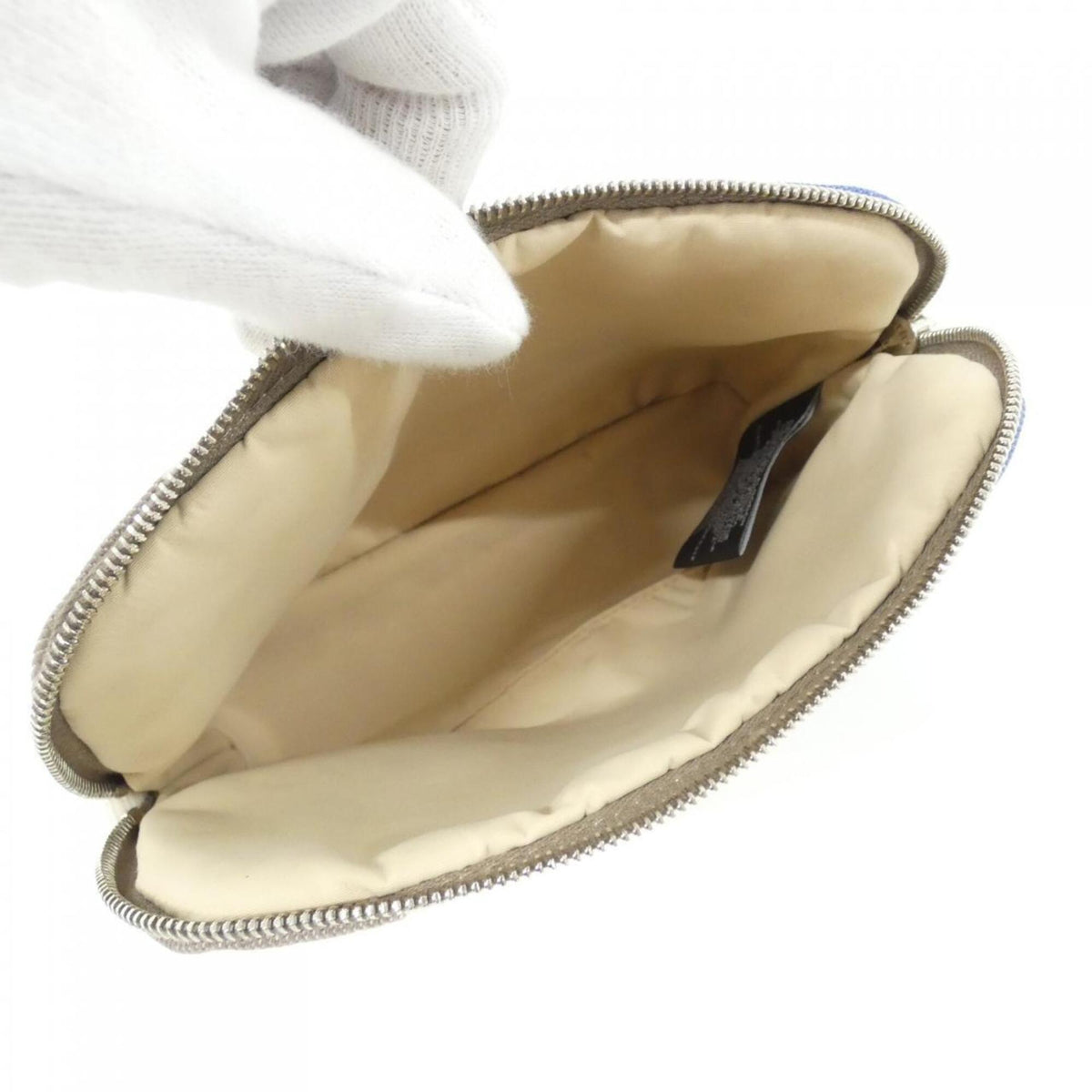 Hermes Azur Etoupe Gray Canvas Handbag Pouch (Pre-Owned)