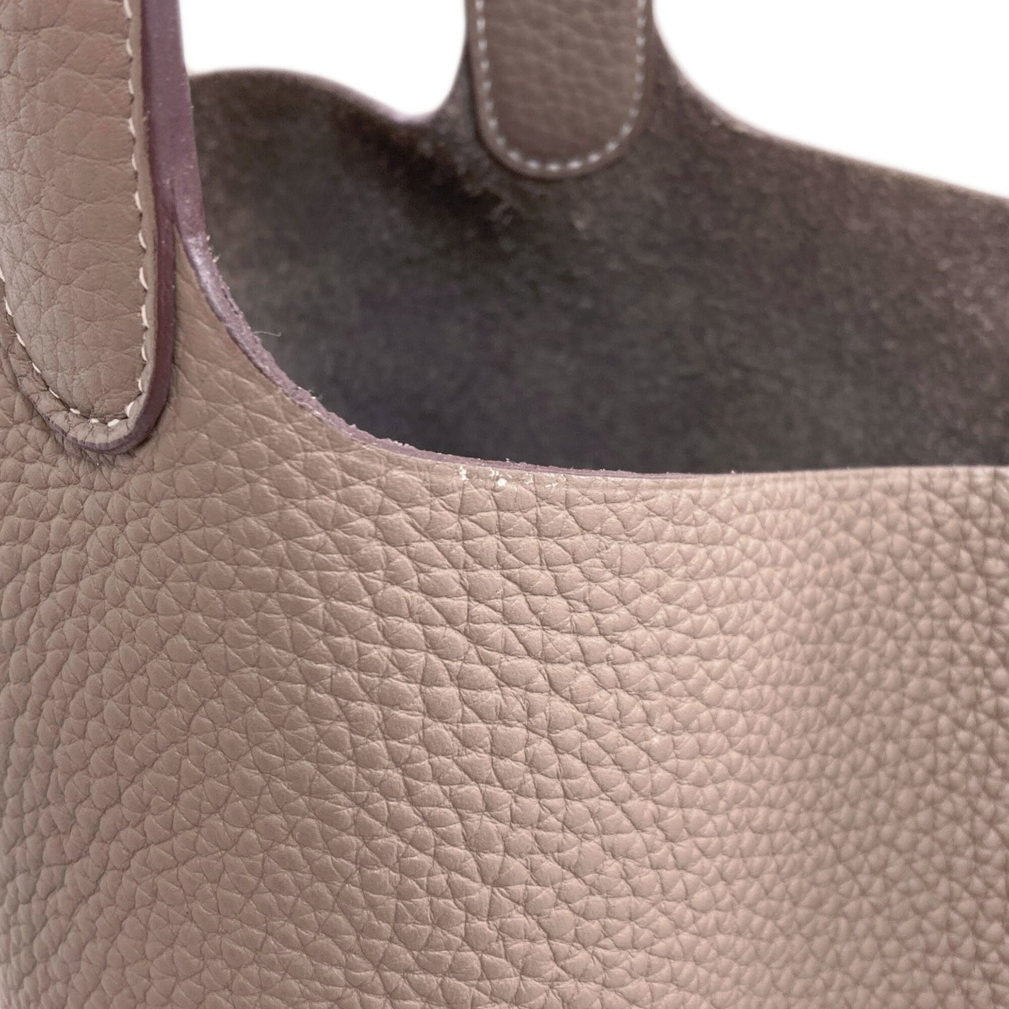 Hermes Grayish Taurillon Clemence Leather Handbag (Pre-Owned)
