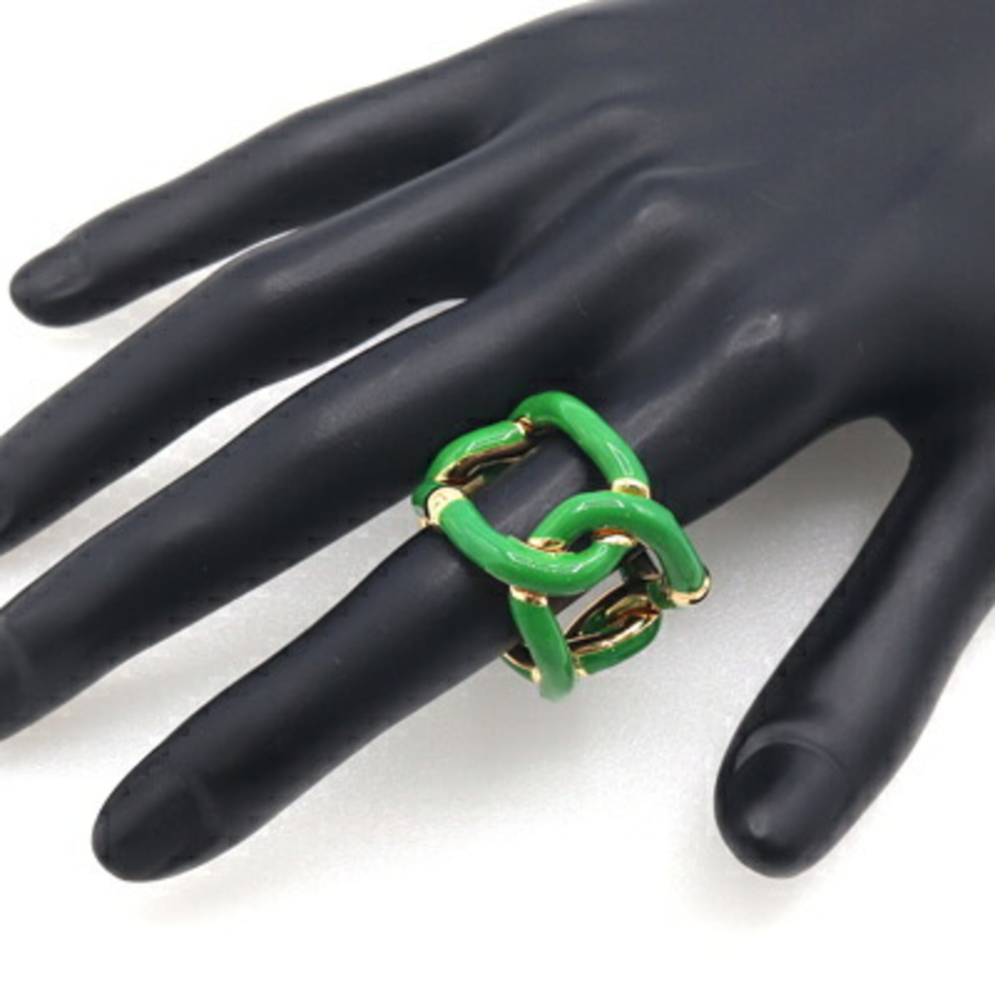 Bottega Veneta Gold Enamel Sterling Silver 925 Band Ring (Pre-Owned)