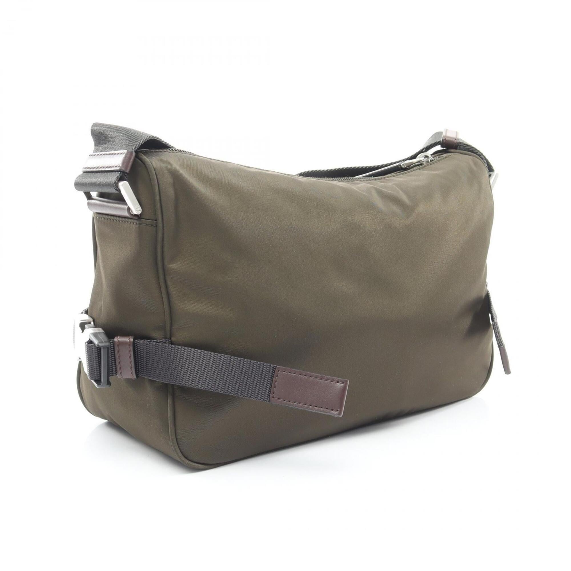 Prada Brown Khaki Nylon Handbag Shoulder Bag (Pre-Owned)