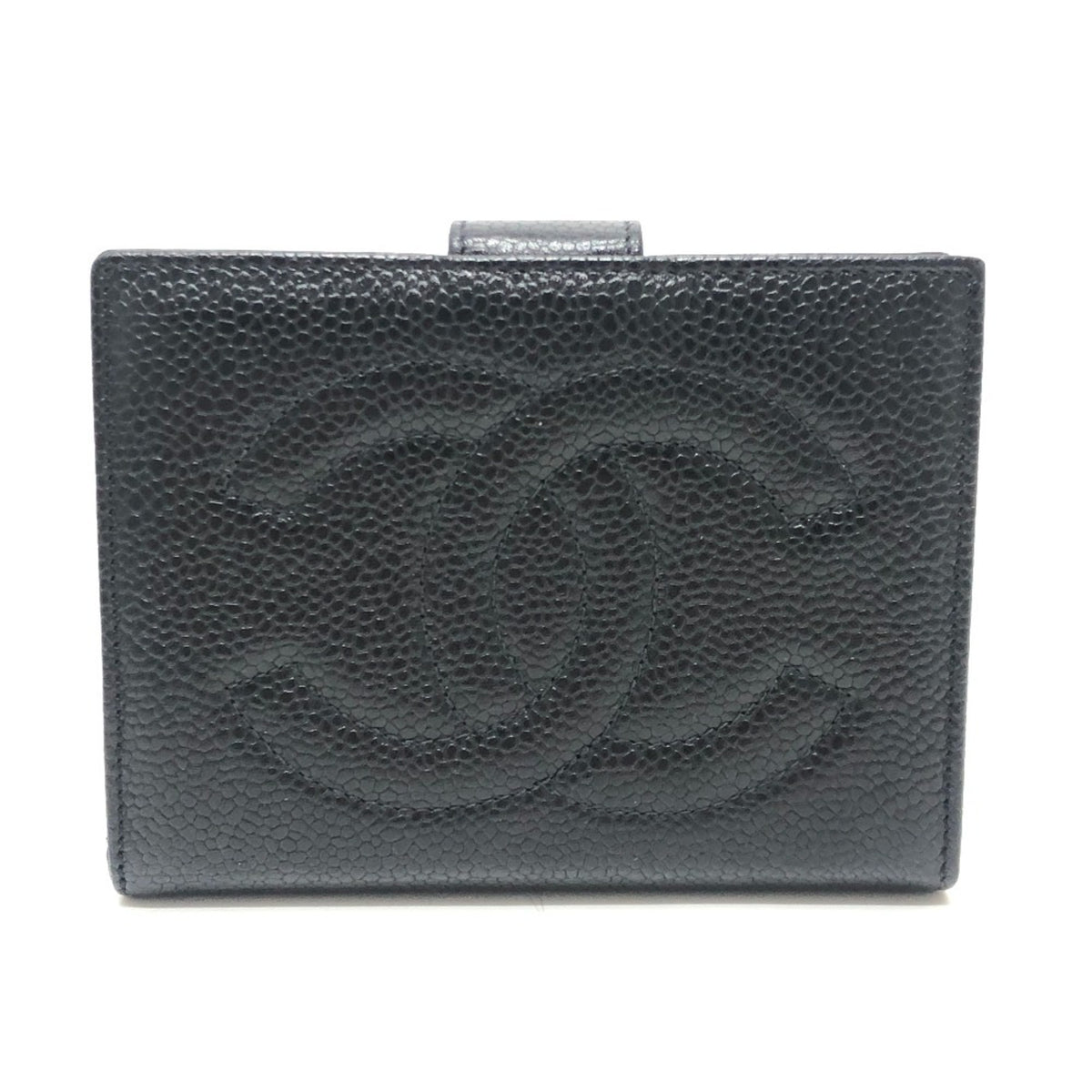 Chanel Black Grained Calfskin Long Wallet (Bi-Fold) (Pre-Owned)