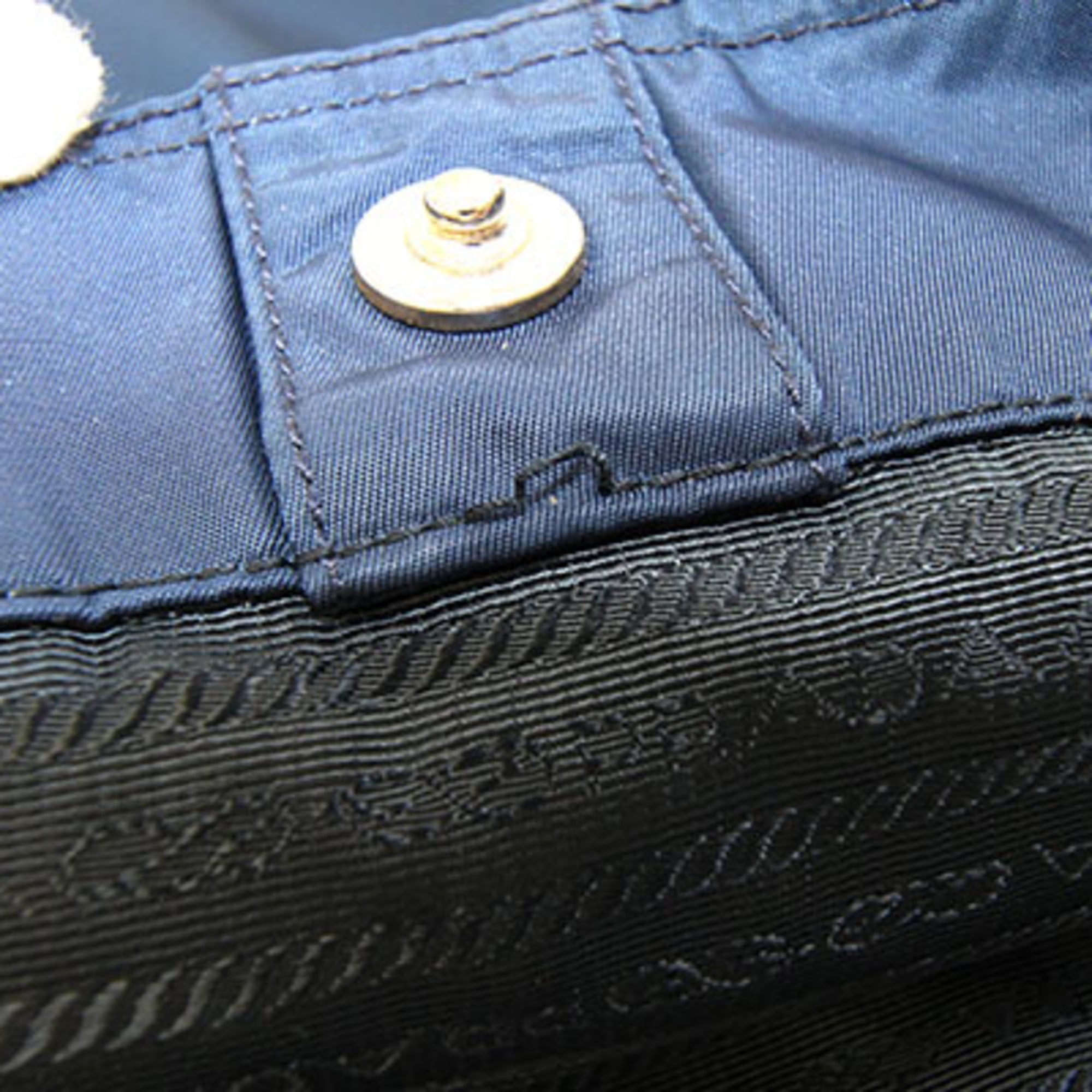 Prada Navy Nylon Leather Messenger Bag Shoulder Bag (Pre-Owned)