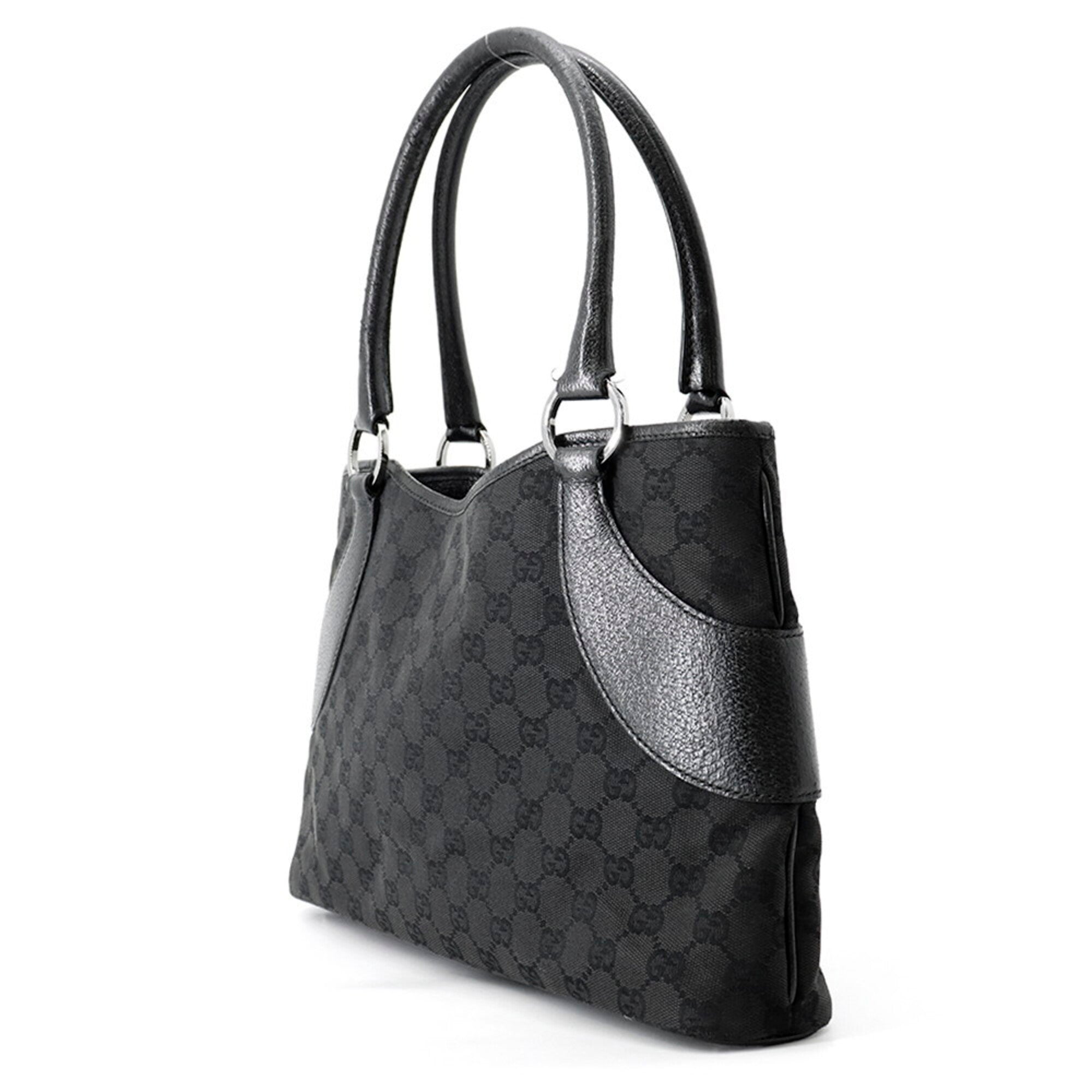 Gucci Black Canvas Leather Tote Bag (Pre-Owned)