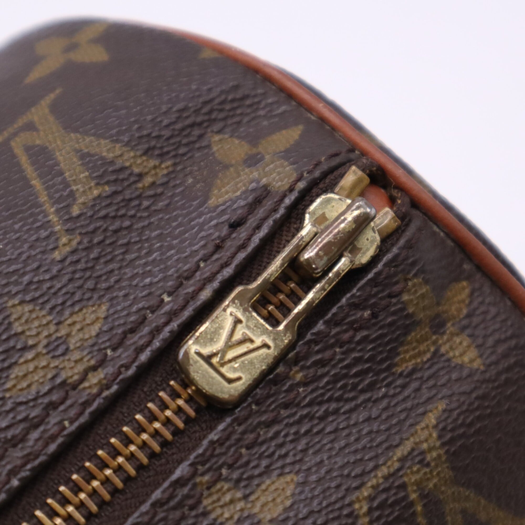Louis Vuitton Monogram Beige Brown Coated Canvas Leather Handbag (Pre-Owned)