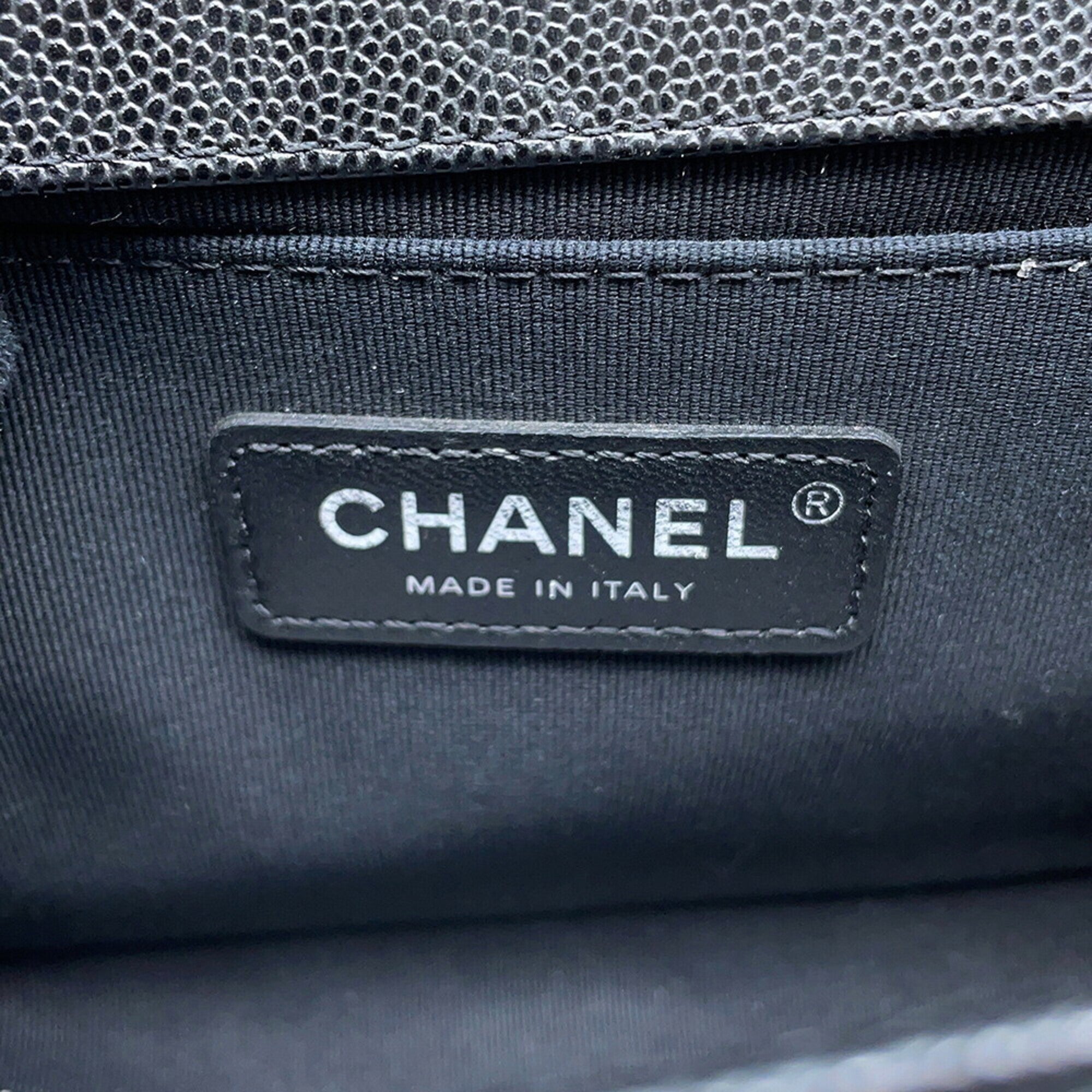 Chanel Matelasse Black Grained Calfskin Handbag Shoulder Bag (Pre-Owned)