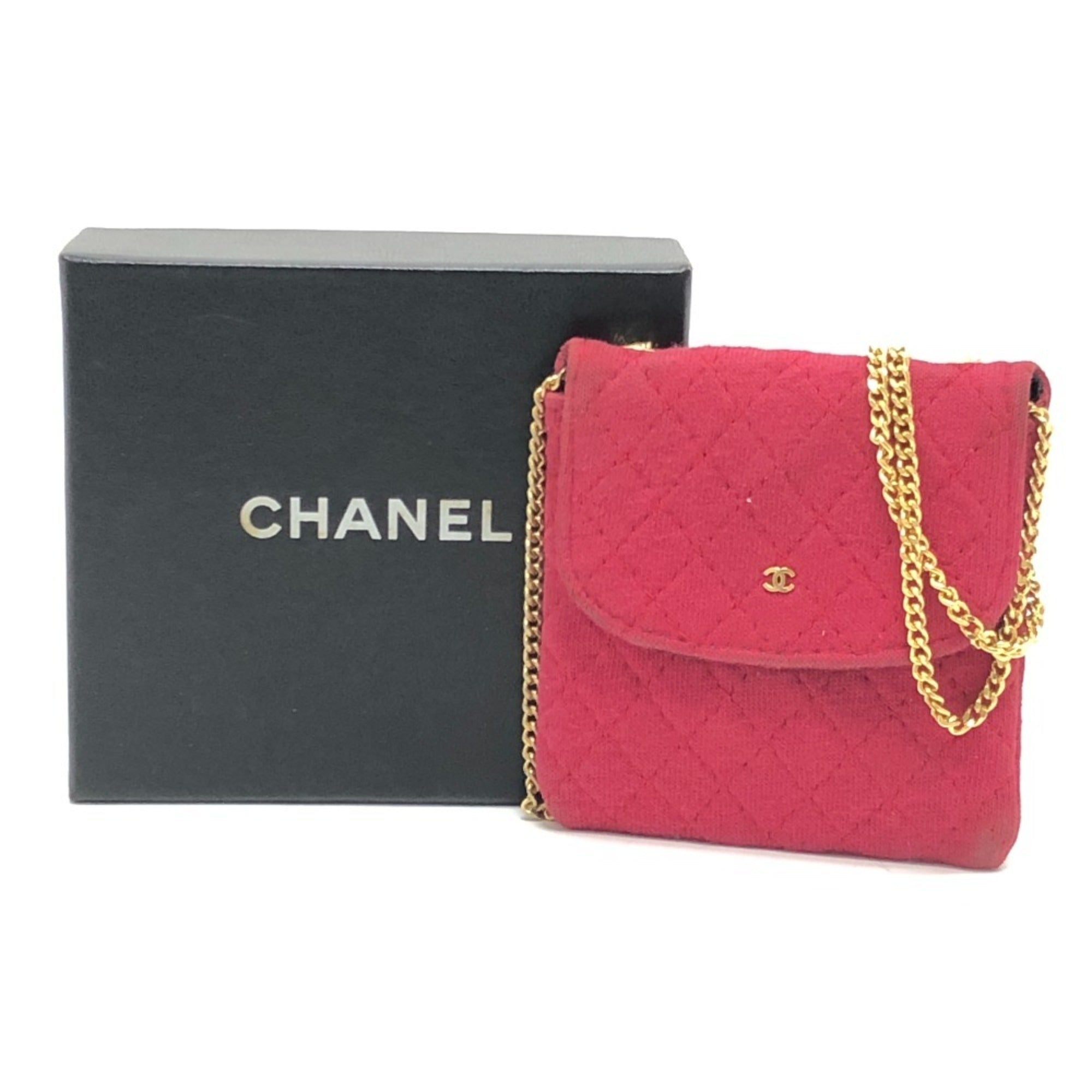 Chanel Red Color Jersey Pouch Shoulder Bag (Pre-Owned)