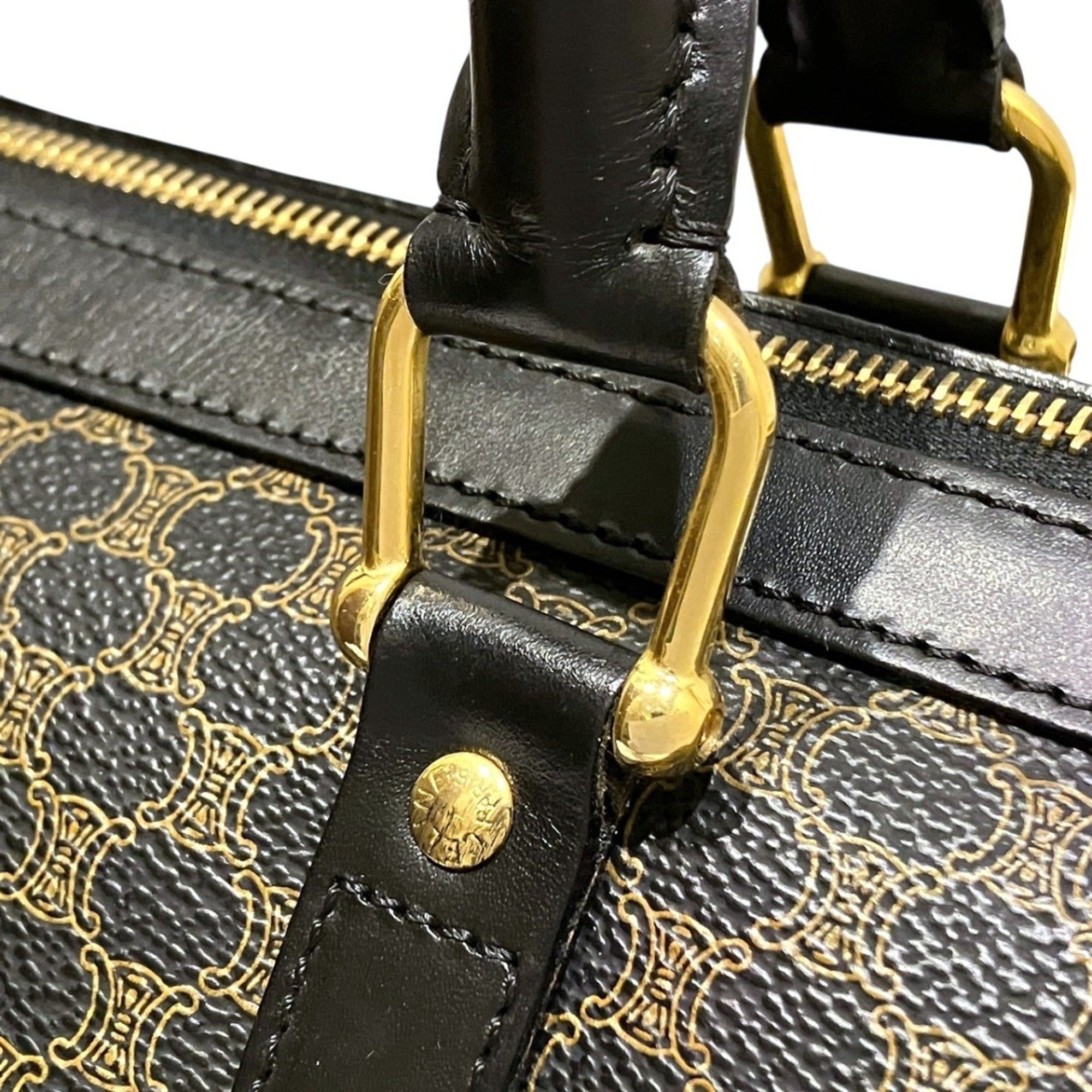 Celine Macadam Black Brown Pvc Leather Handbag (Pre-Owned)