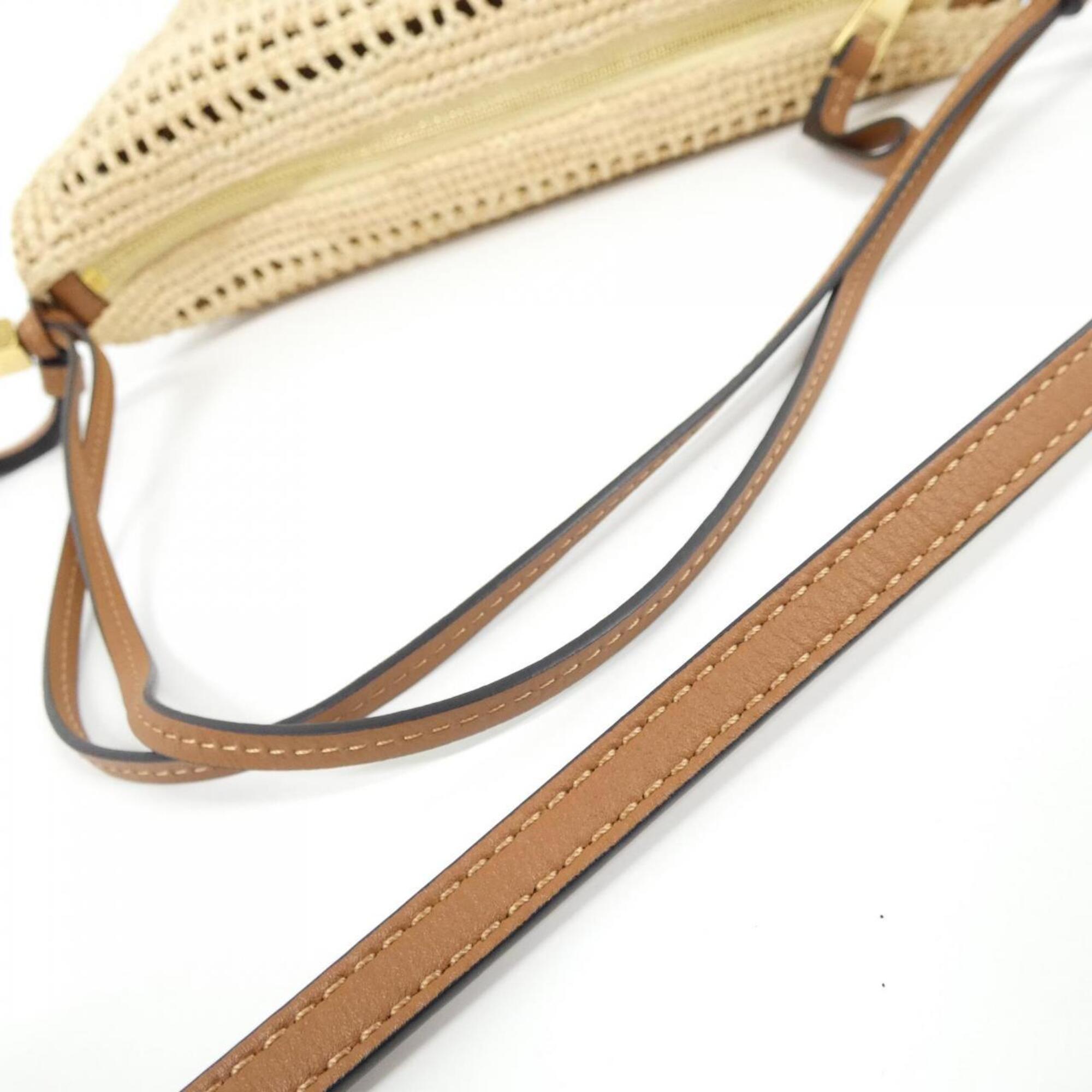 Loewe Brown Raffia Leather Shoulder Bag (Pre-Owned)