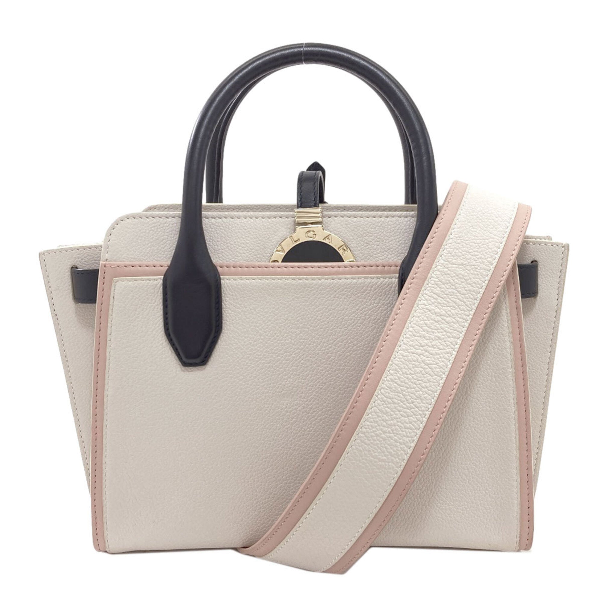 Bvlgari Black Pink White Leather Handbag (Pre-Owned)