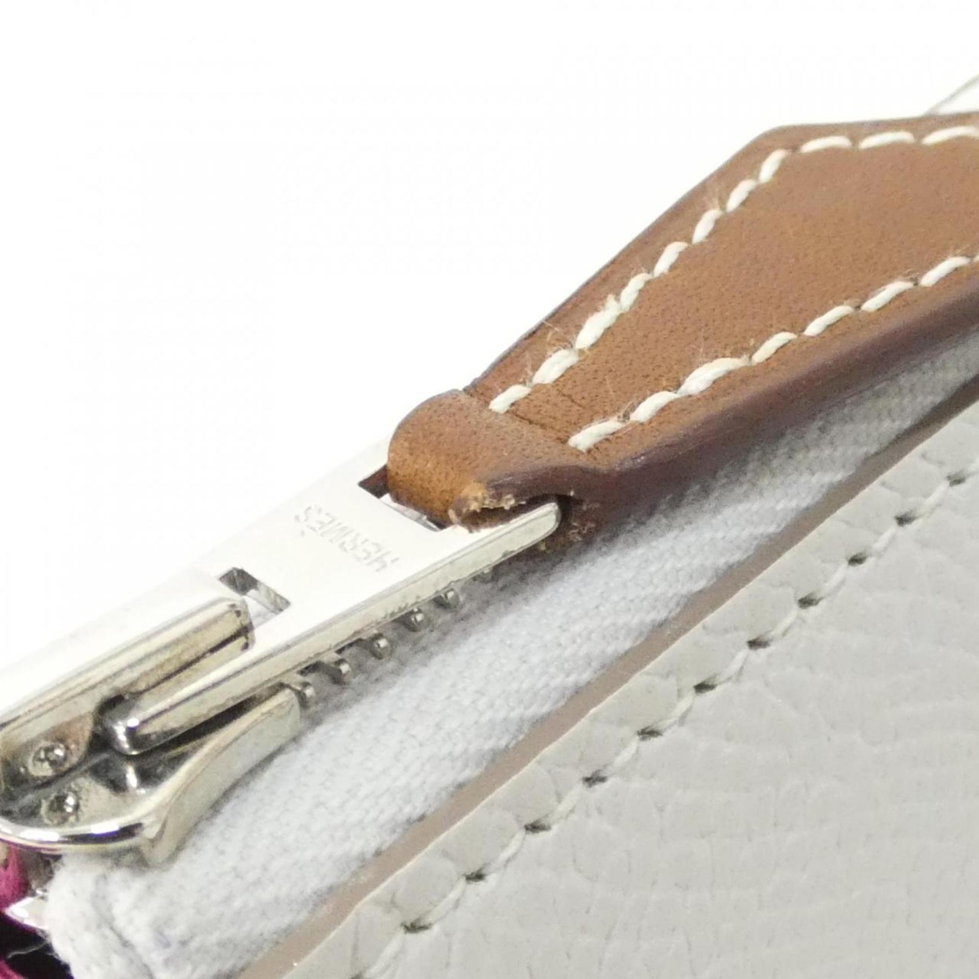 Hermes Ruby White Epsom Leather Silk Wallet (Bi-Fold) (Pre-Owned)