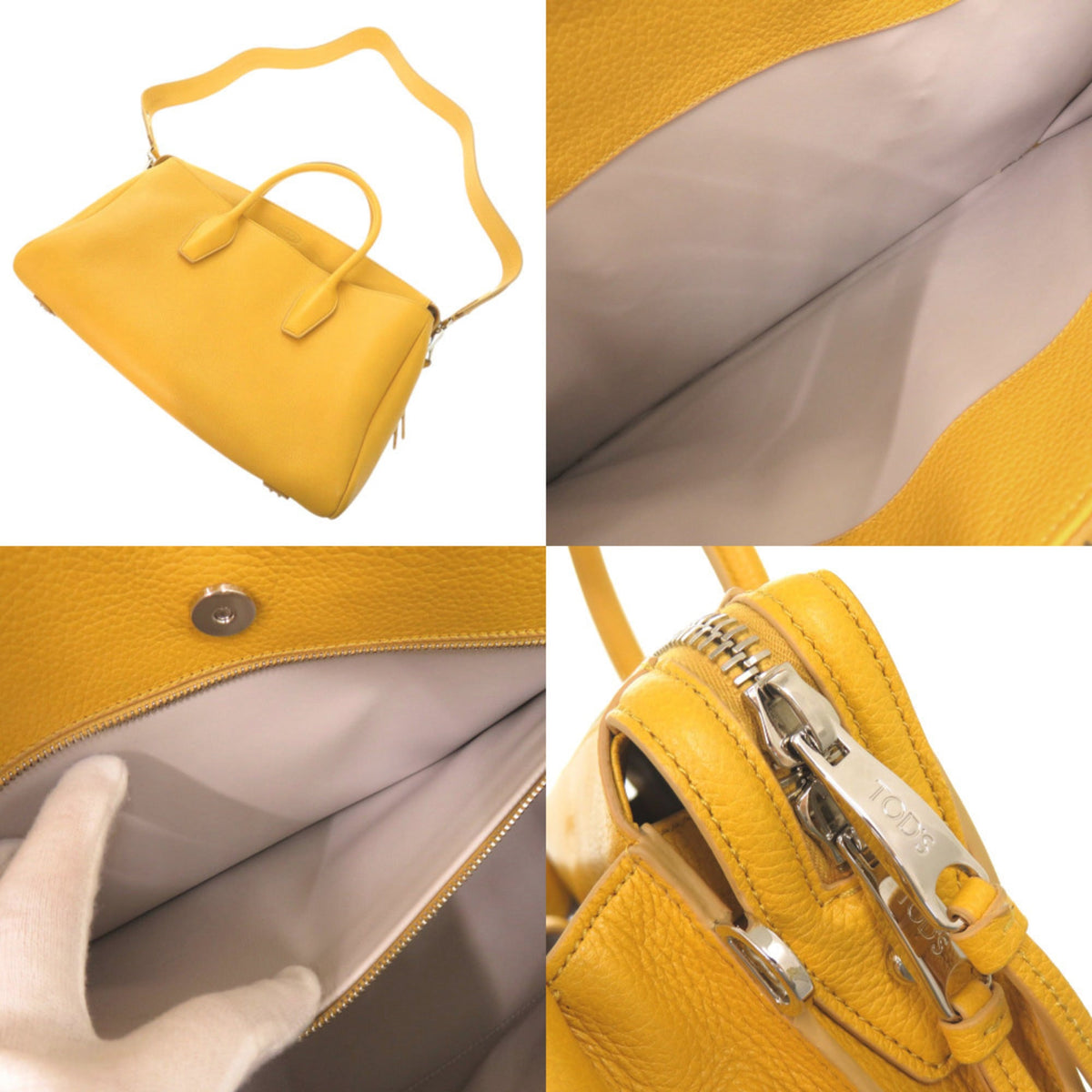 Tod's Yellow Leather Handbag Shoulder Bag (Pre-Owned)