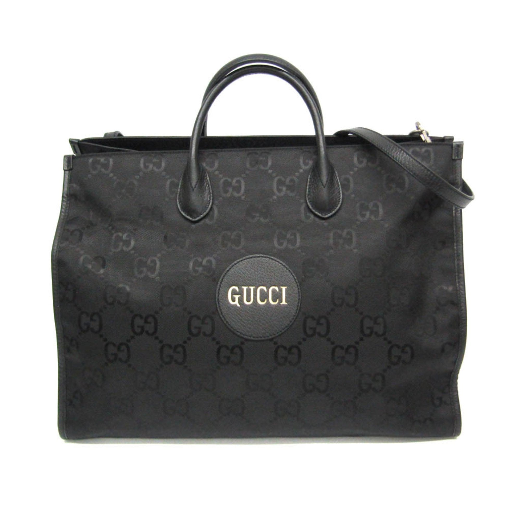 Gucci Black Nylon Canvas Leather Handbag Shoulder Bag (Pre-Owned)