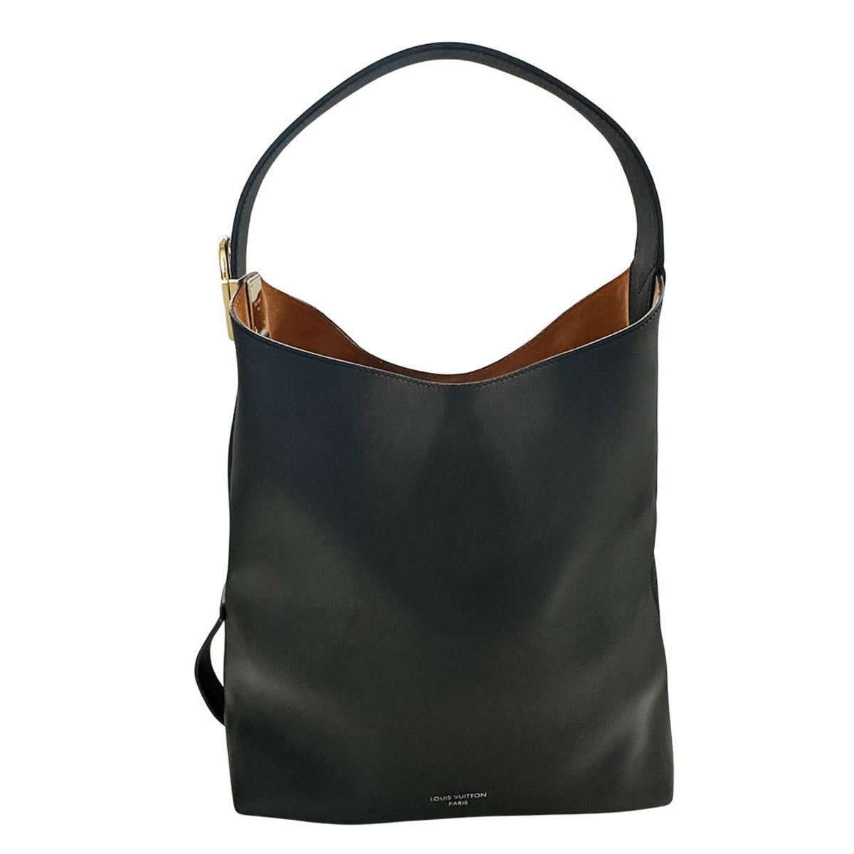 Louis Vuitton Noir Leather Handbag Shoulder Bag (Pre-Owned)