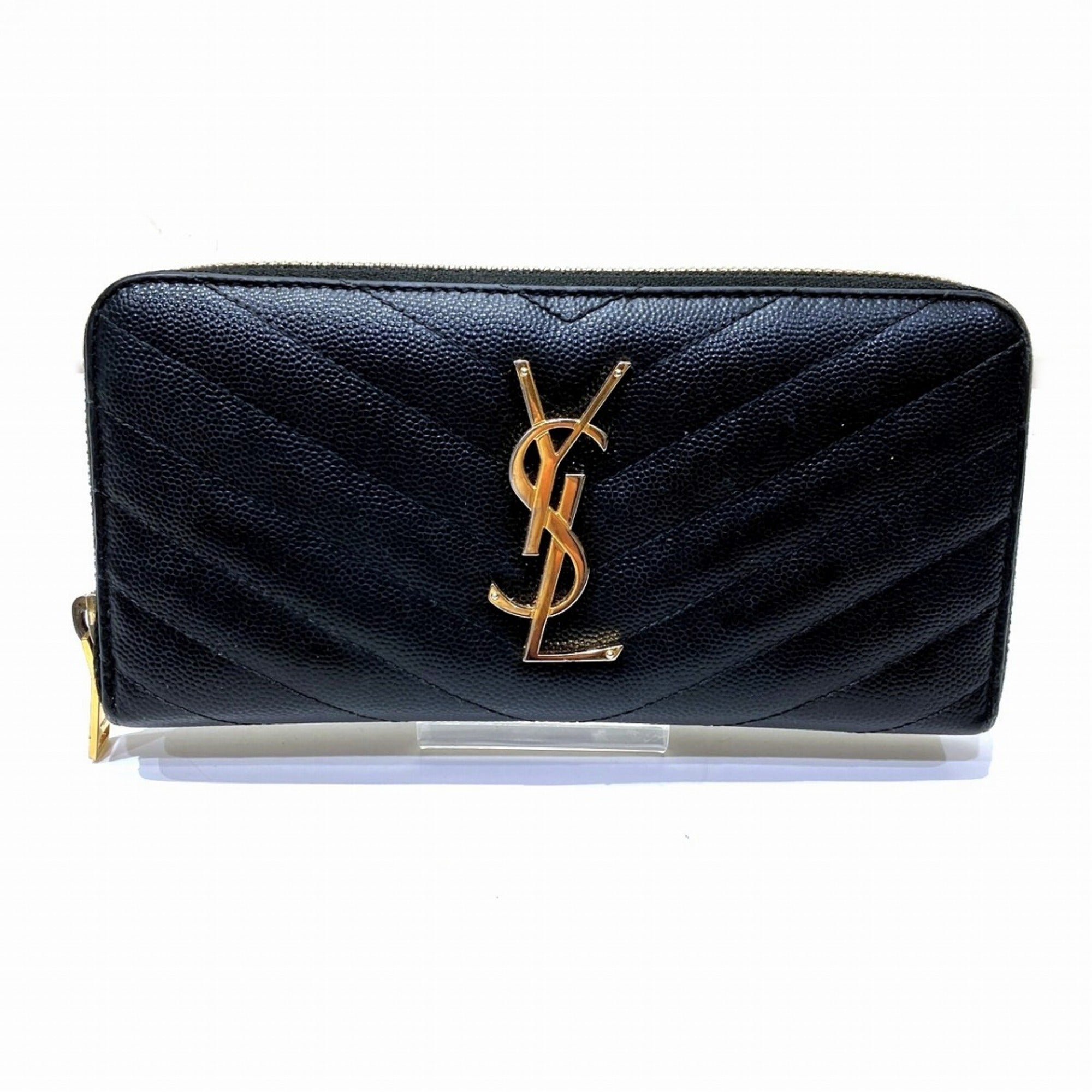 Yves Saint Laurent Black Leather Coin Purse/Coin Case (Pre-Owned)