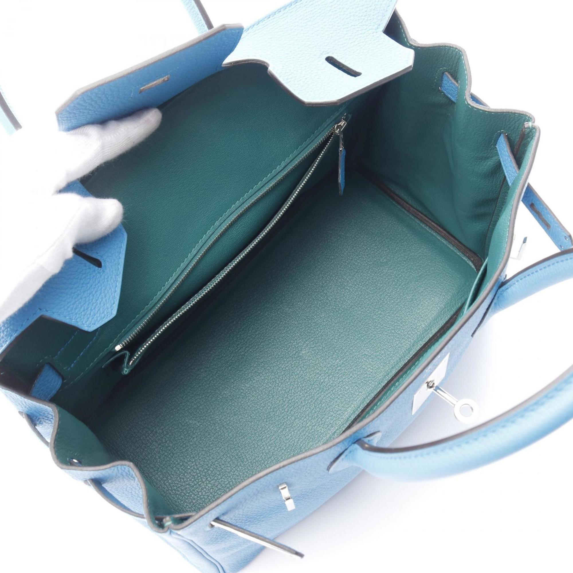 Hermes Birkin Blue Green Togo Leather Leather Handbag (Pre-Owned)
