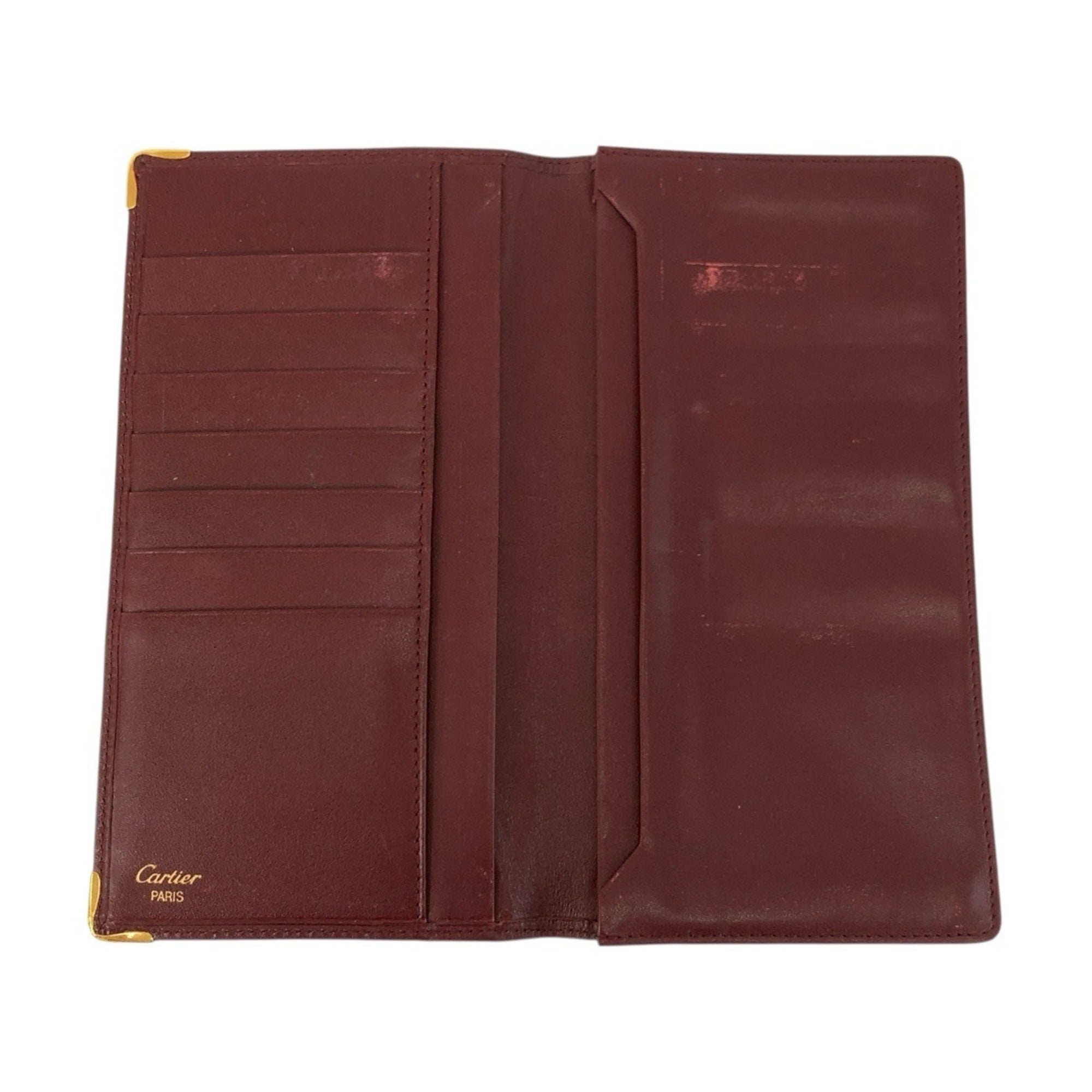 Cartier Bordeaux Leather Long Wallet (Bi-Fold) (Pre-Owned)