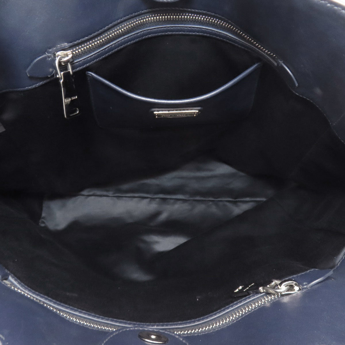 Miu Miu Navy Leather Tote Bag (Pre-Owned)