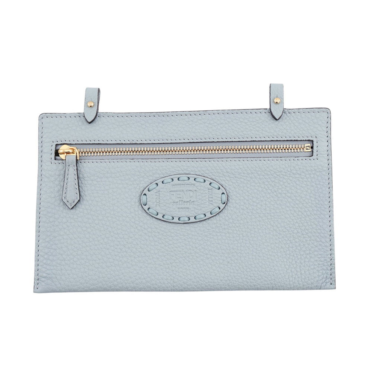 Fendi Selleria Light Blue Leather Handbag Pouch Tote Bag (Pre-Owned)
