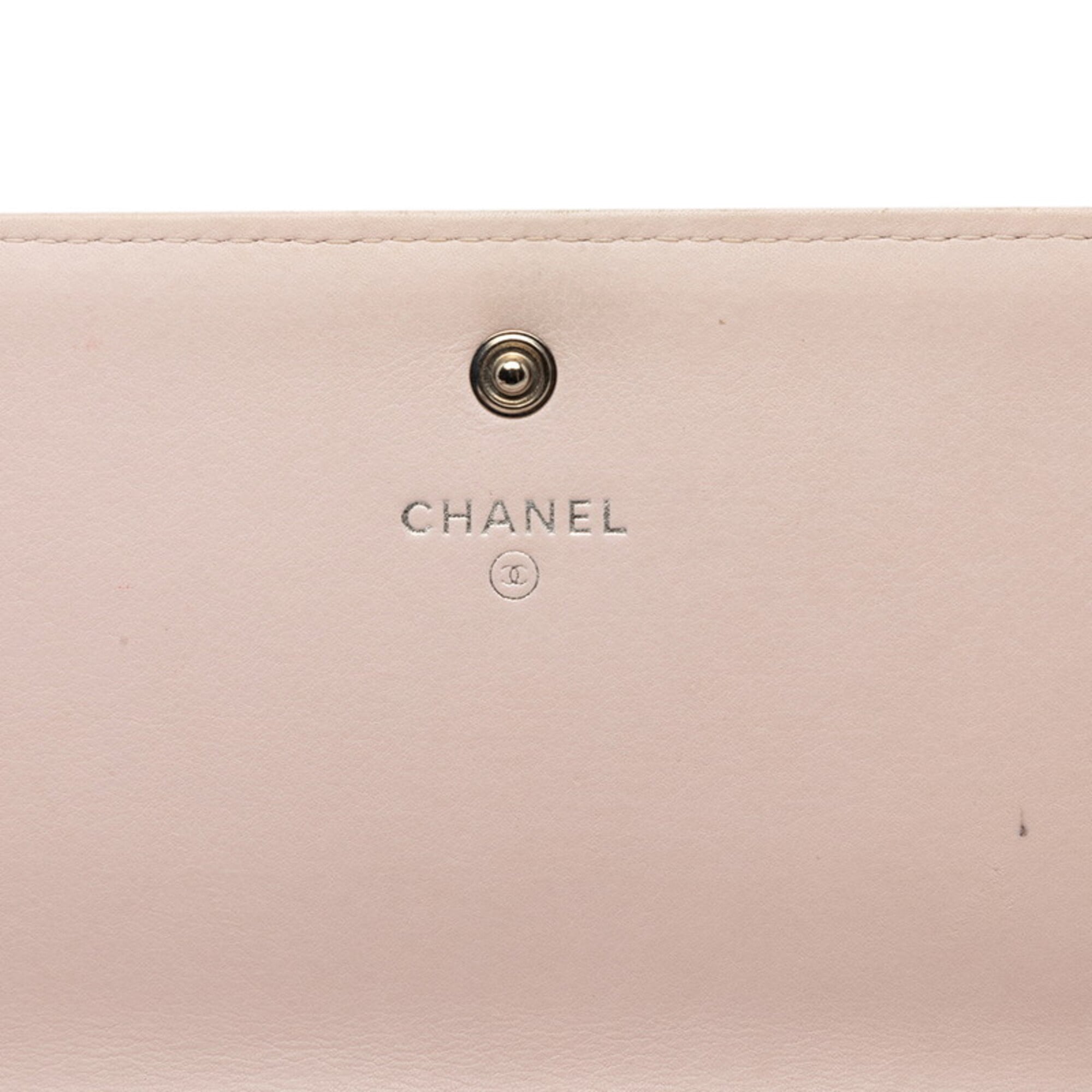 Chanel Pink White Tweed Long Wallet (Bi-Fold) (Pre-Owned)