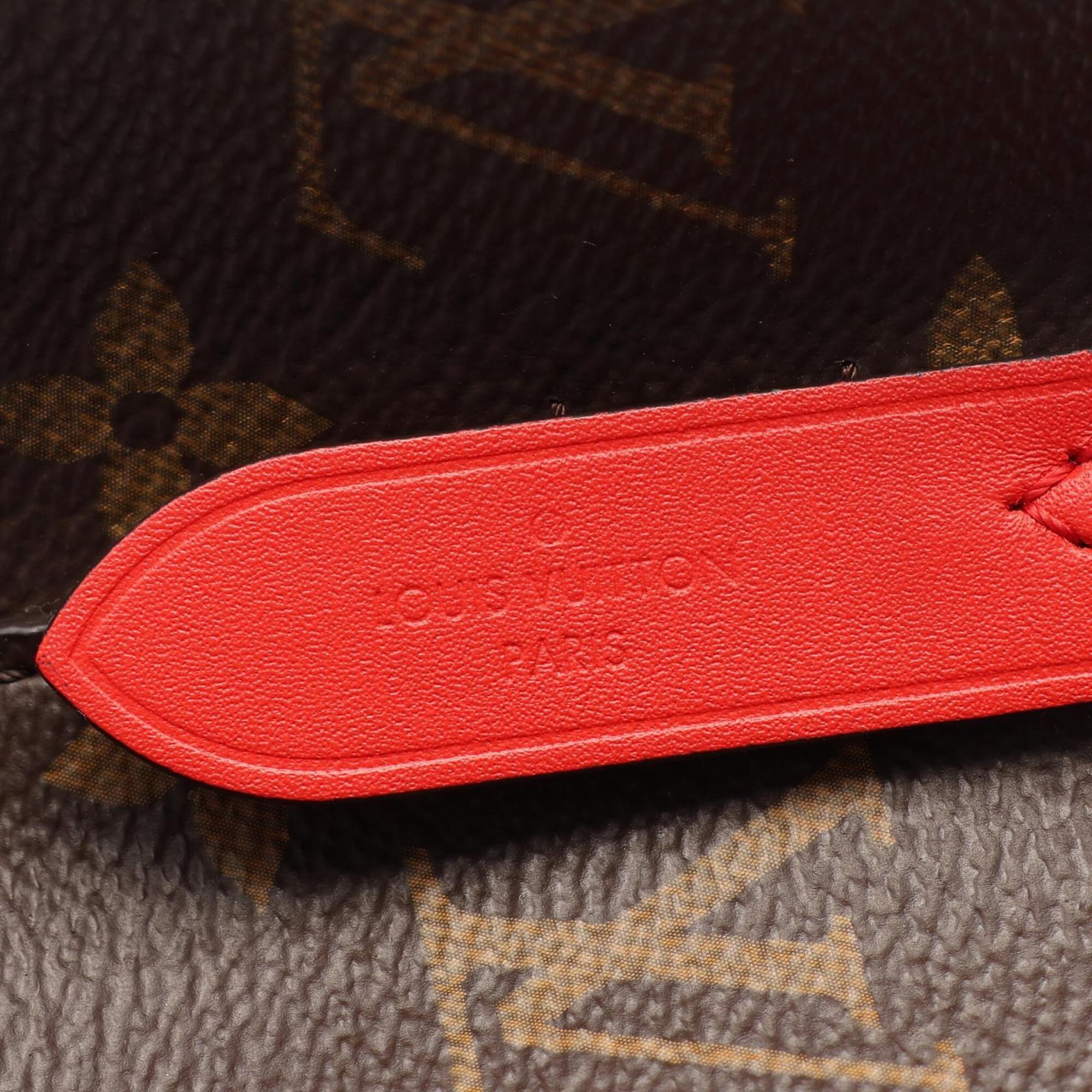 Louis Vuitton Brown Monogram Red Color Coated Canvas Leather Handbag Shoulder Bag (Pre-Owned)