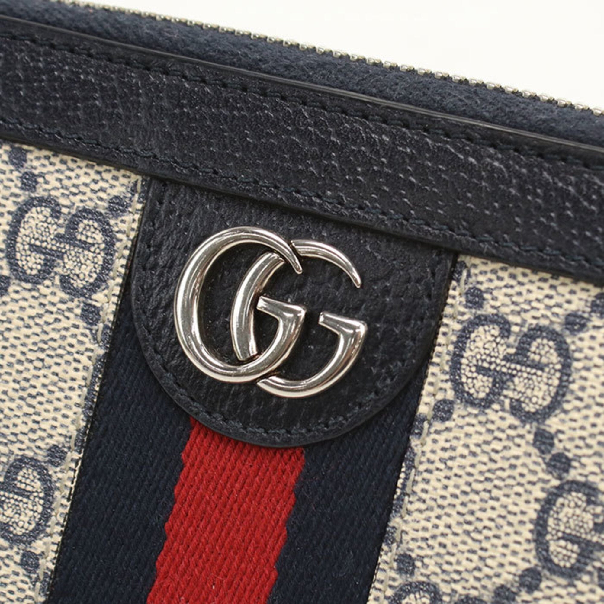 Gucci Navy Gg Supreme Leather Long Wallet (Bi-Fold) (Pre-Owned)