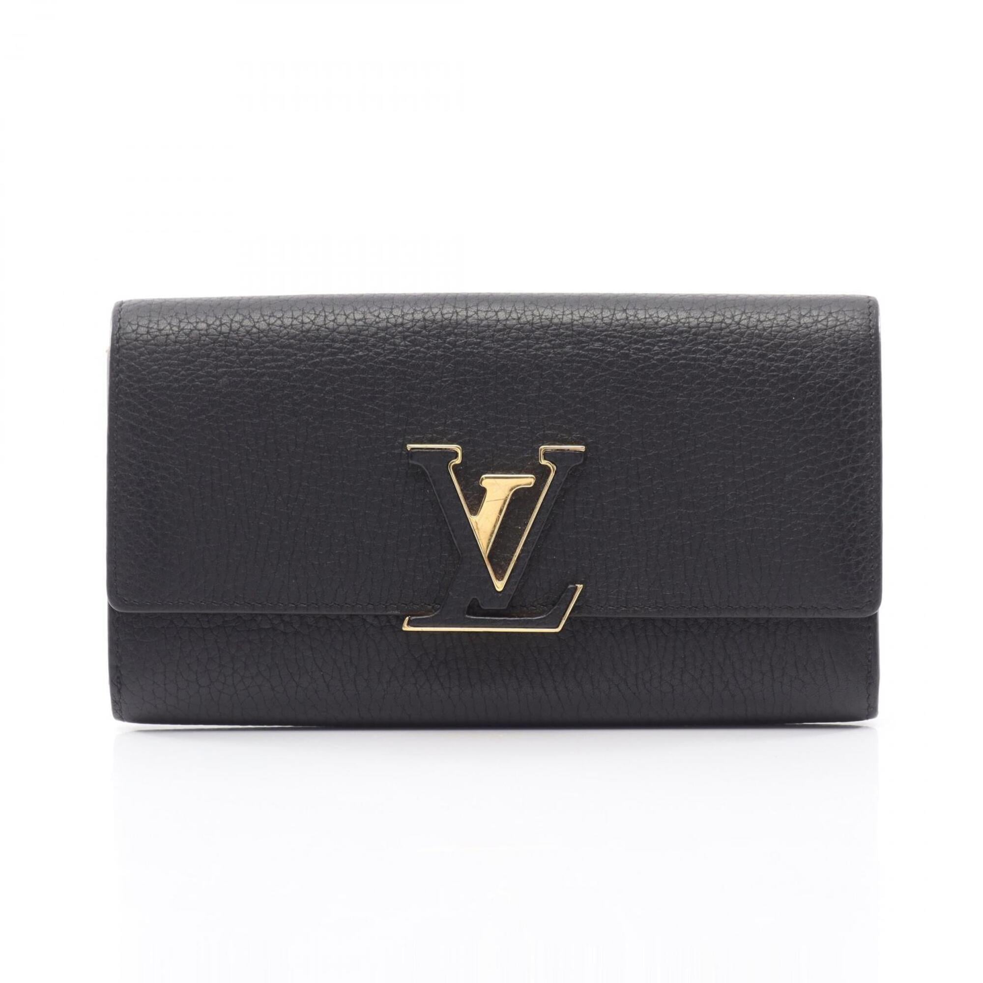 Louis Vuitton Taurillon Black Leather Long Wallet (Bi-Fold) (Pre-Owned)