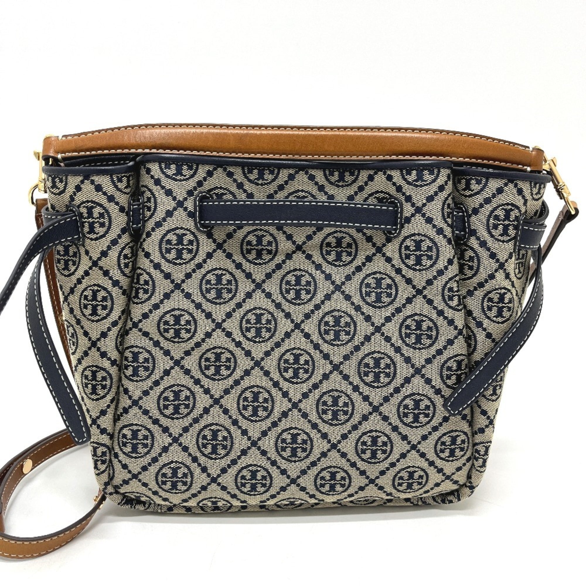 Tory Burch Navy Canvas Handbag Tote Bag (Pre-Owned)