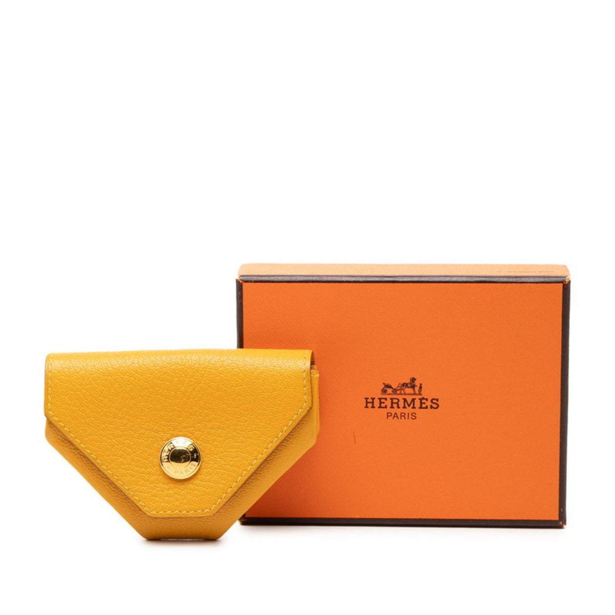 Hermes Gold Yellow Chevre Leather Coin Purse/Coin Case (Pre-Owned)