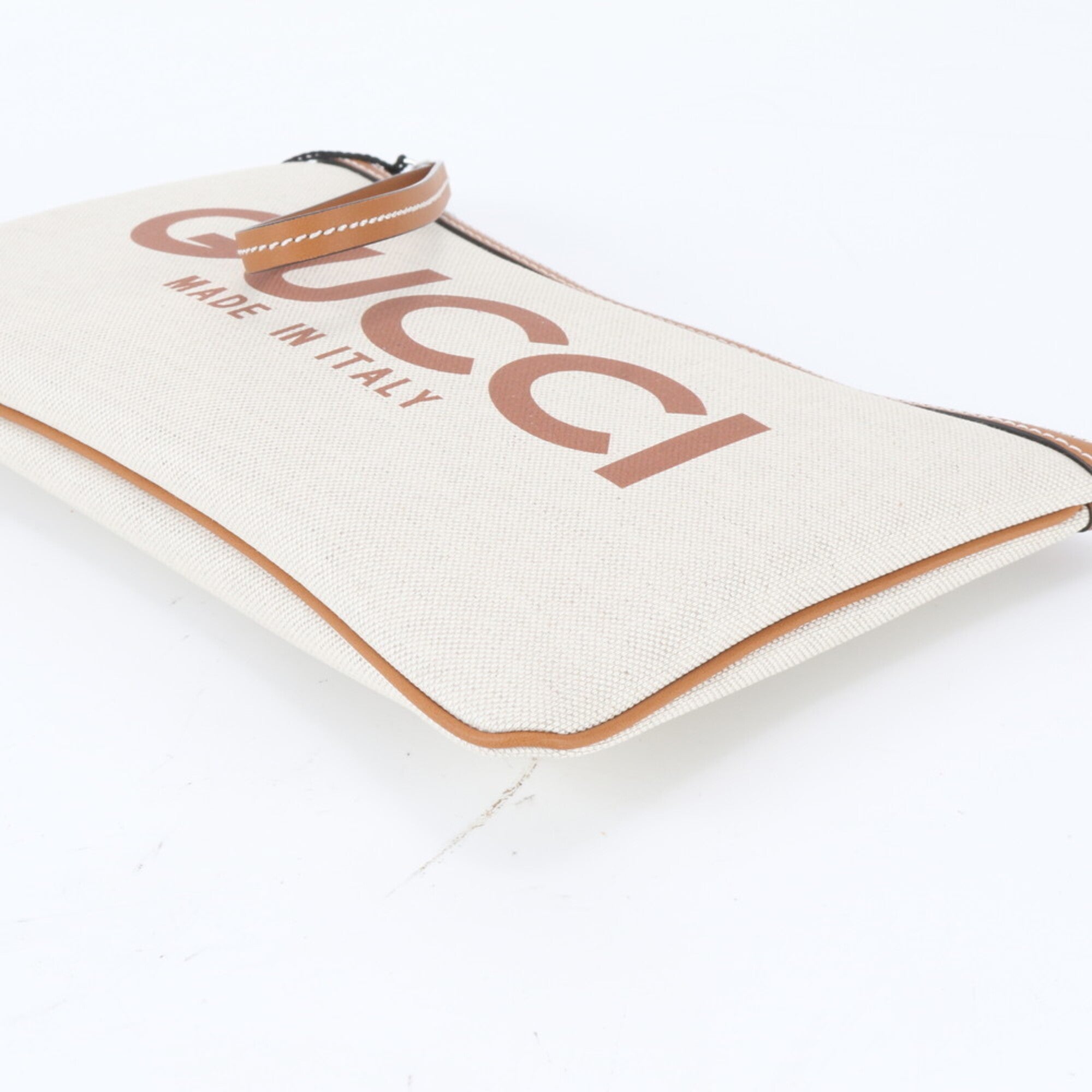 Gucci Beige Leather Canvas Handbag (Pre-Owned)