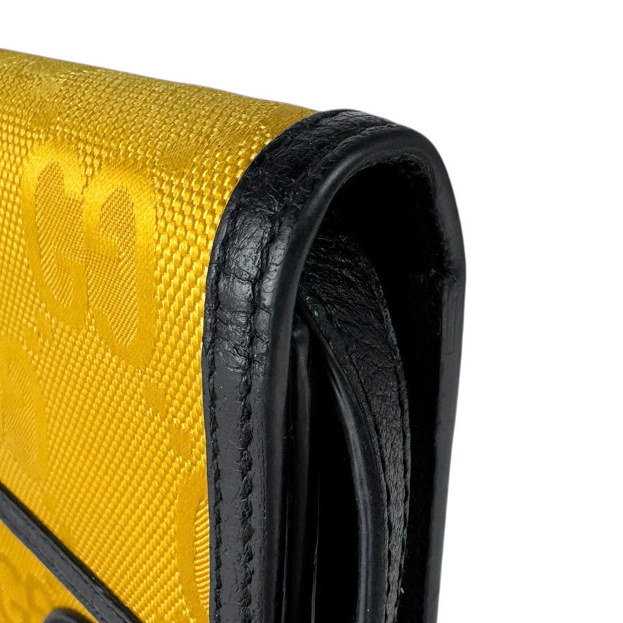 Gucci Black Yellow Nylon Leather Shoulder Bag (Pre-Owned)