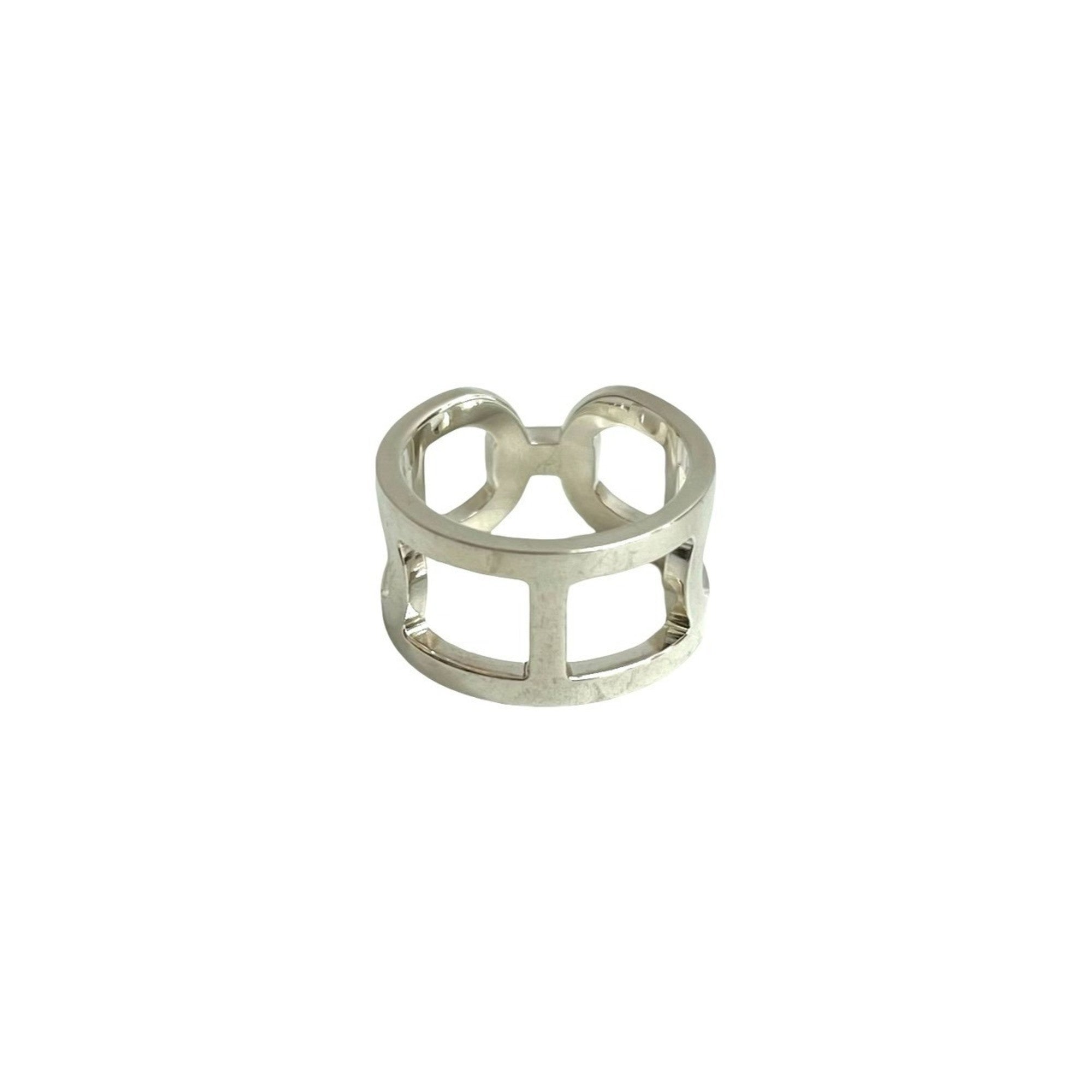 Hermes Silver Silver 925 Band Ring (Pre-Owned)
