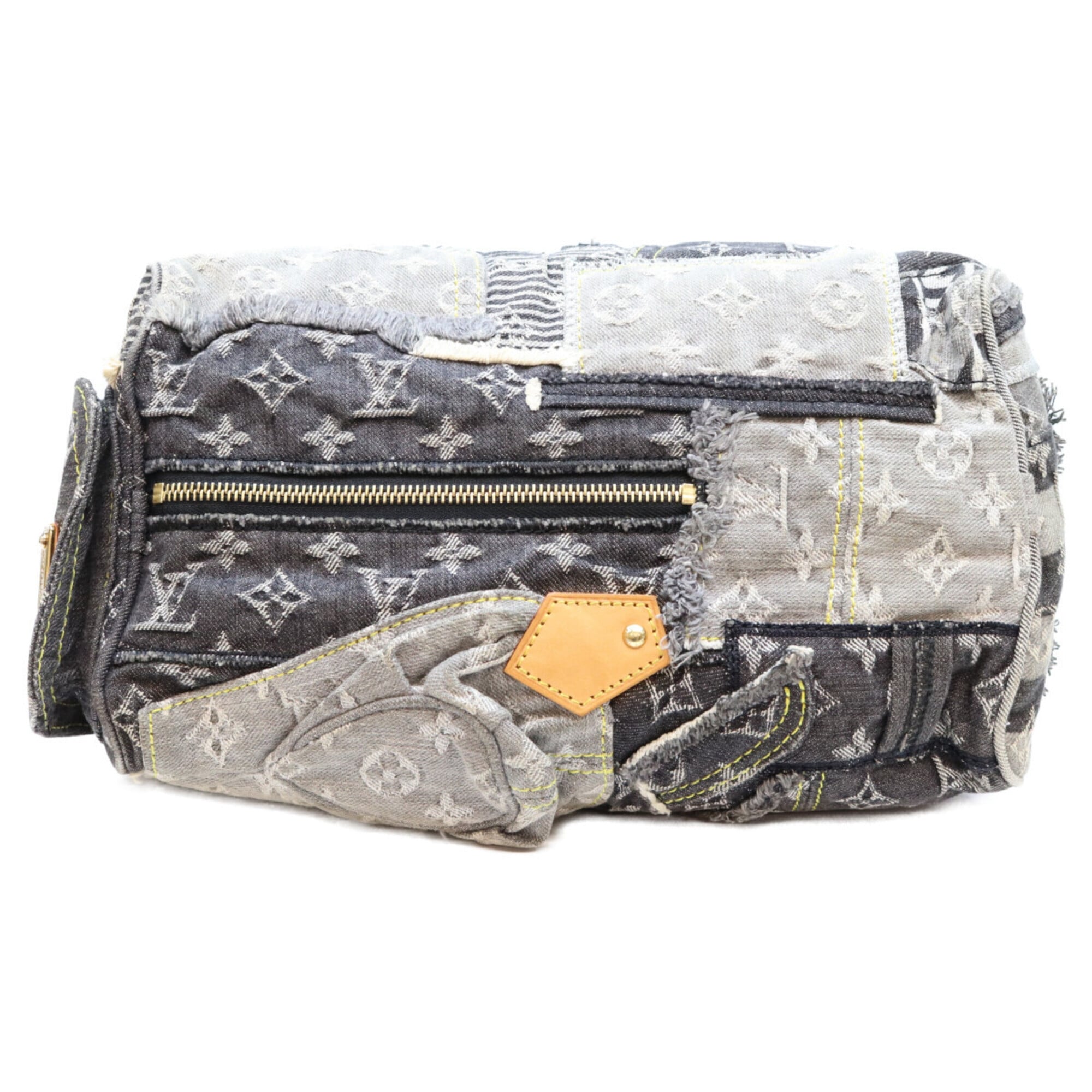 Louis Vuitton Black Brown Monogram Denim Boston Bag (Pre-Owned)