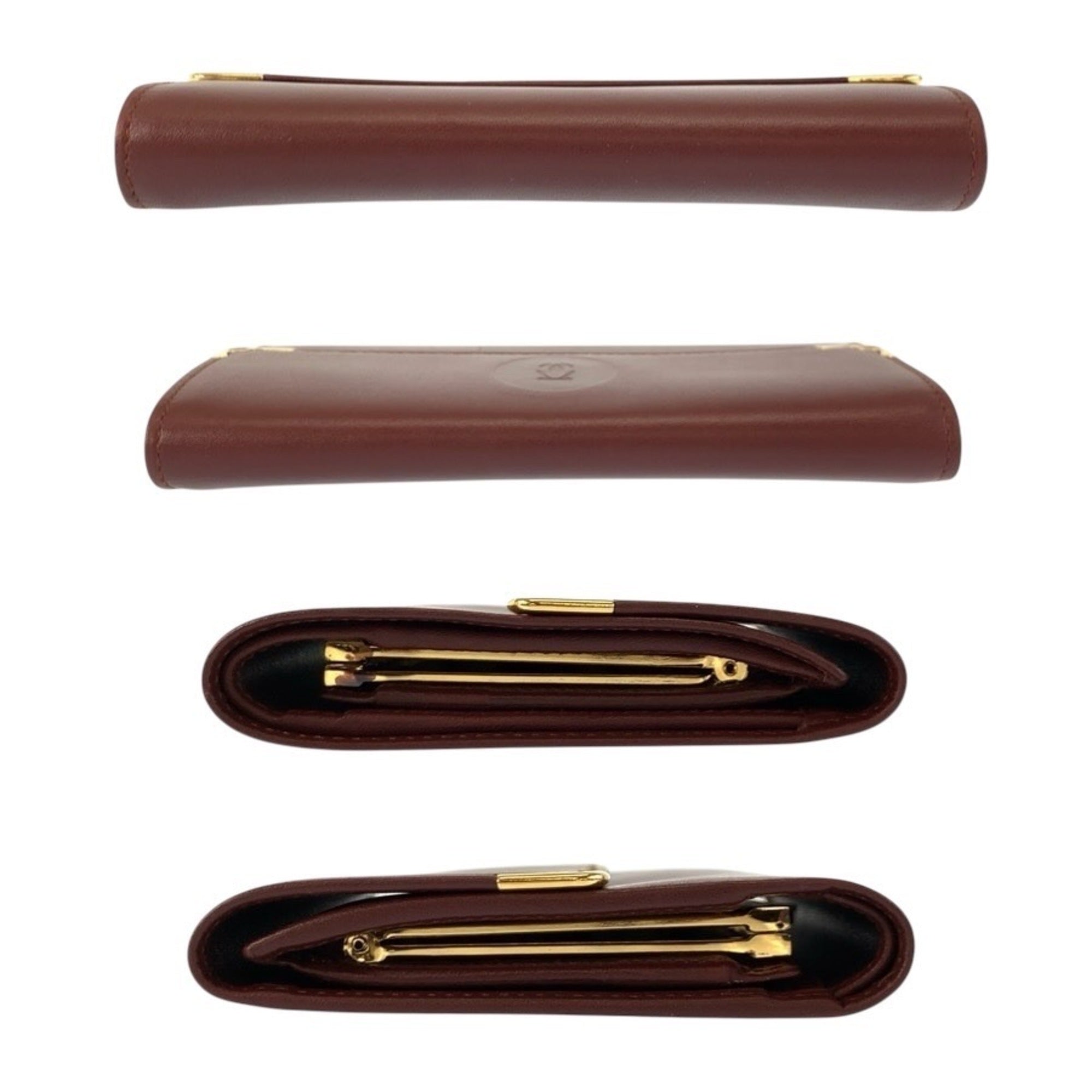 Cartier Bordeaux Leather Coin Purse/Coin Case (Pre-Owned)