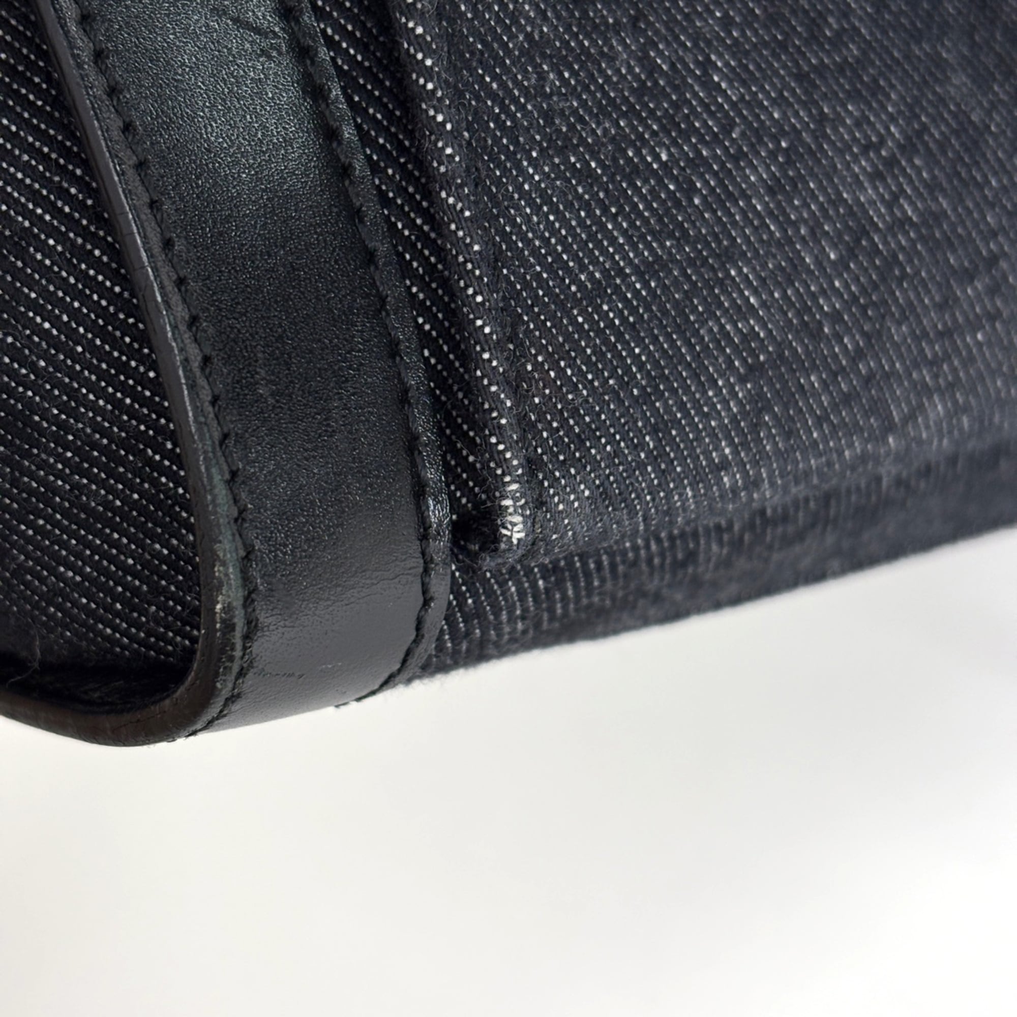 Christian Dior Black Denim Leather Handbag Tote Bag (Pre-Owned)