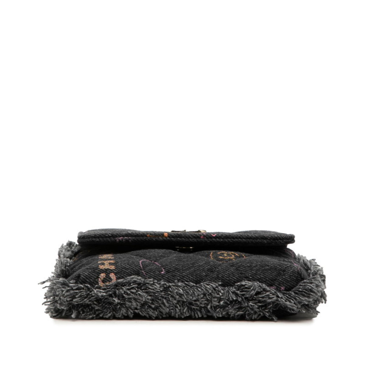 Chanel Matelasse Black Multi-Color Denim Pochette Shoulder Bag (Pre-Owned)