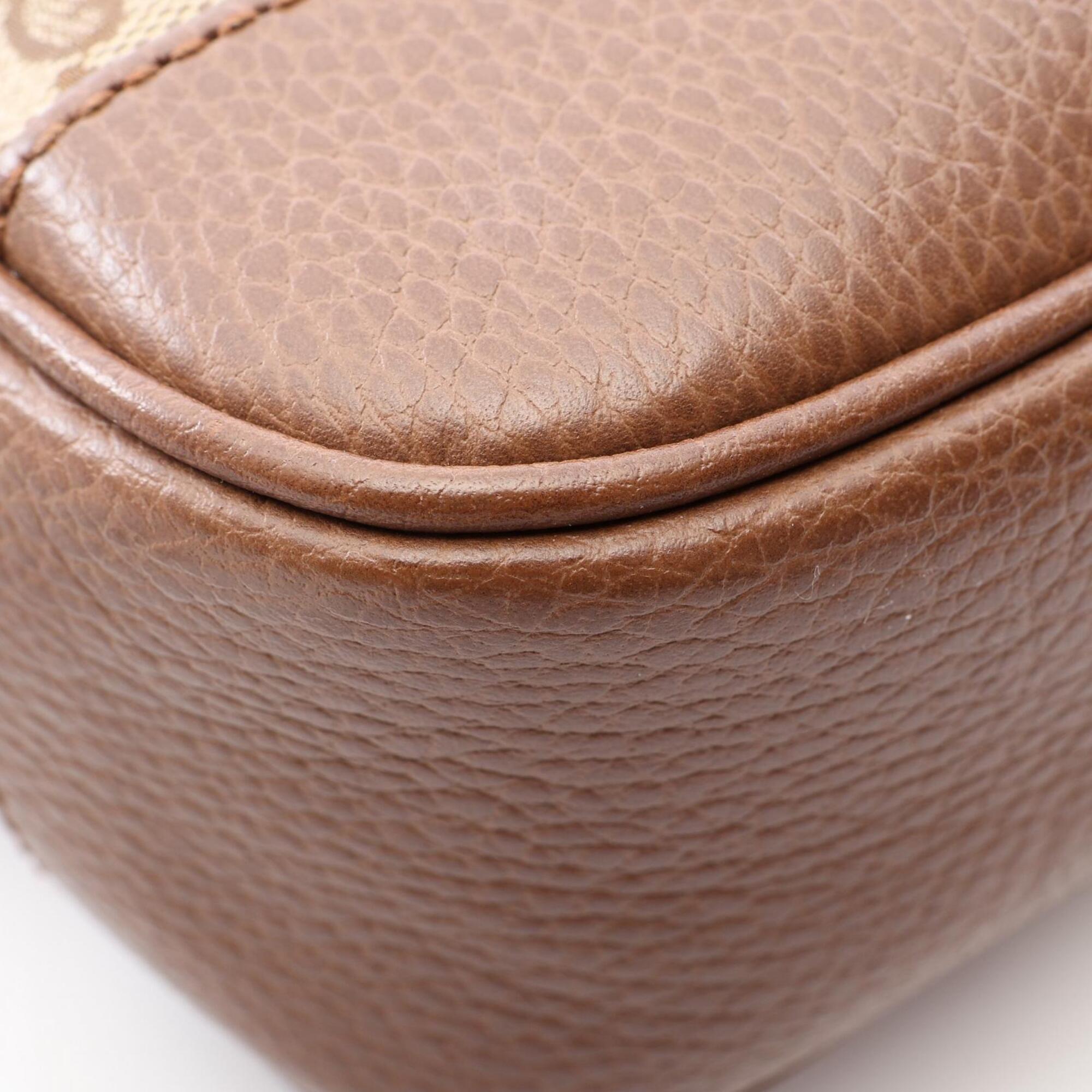 Gucci Beige Brown Gg Canvas Leather Handbag Shoulder Bag (Pre-Owned)