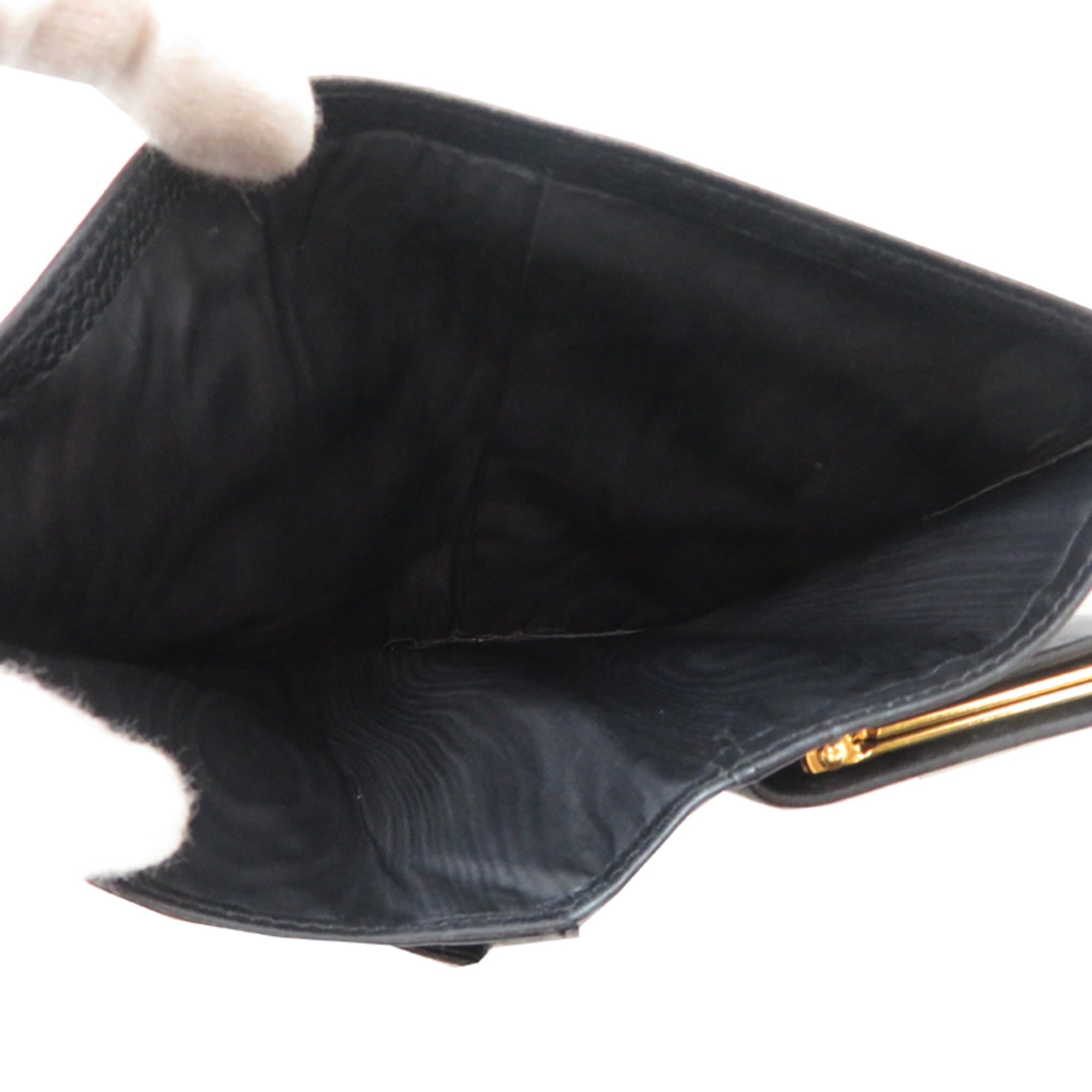Chanel Black Grained Calfskin Long Wallet (Bi-Fold) (Pre-Owned)