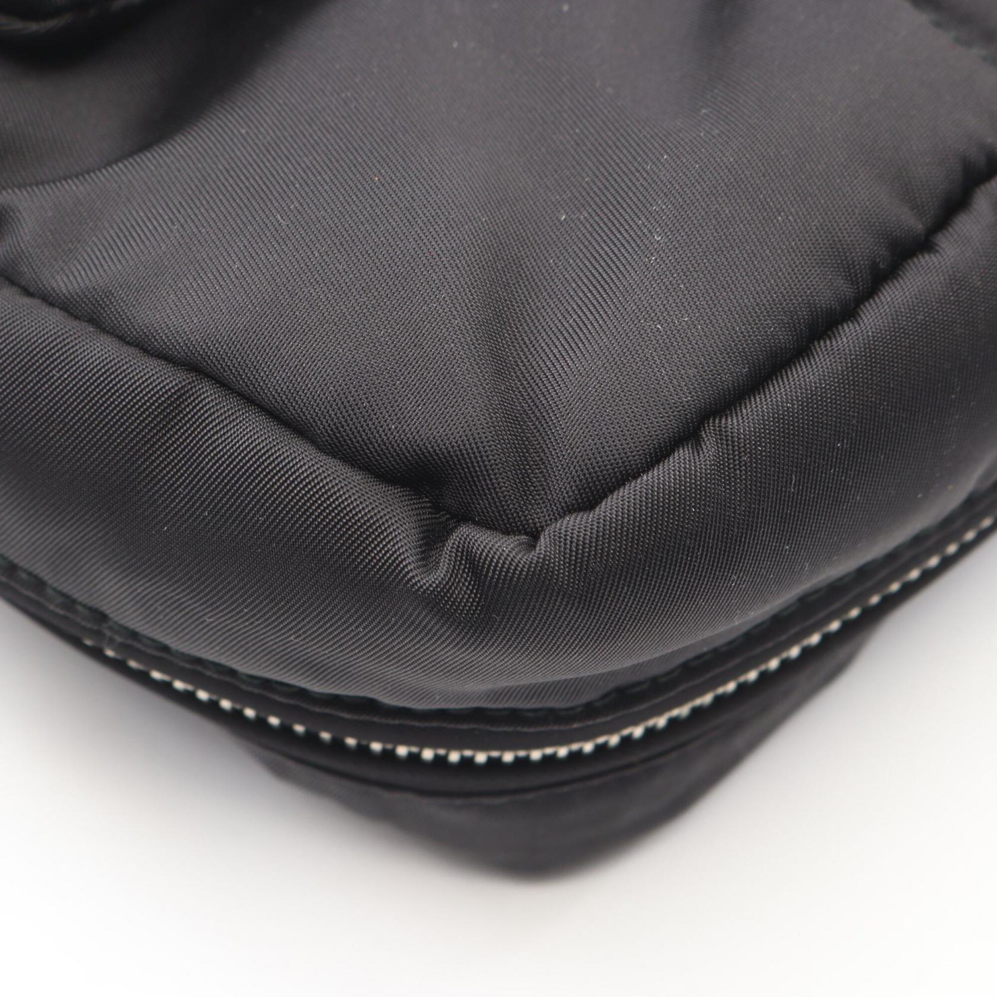 Prada Black Nylon Leather Handbag Shoulder Bag (Pre-Owned)